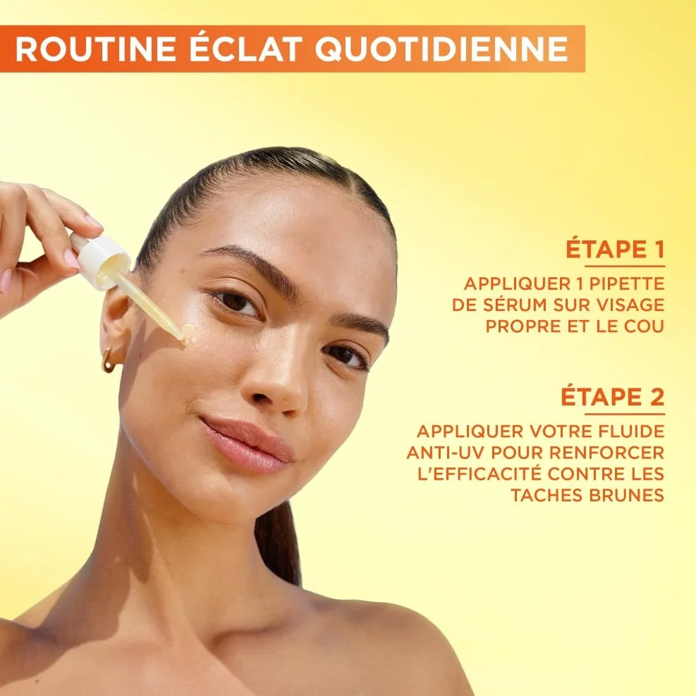 GARNIER Skin Active Vitamine C Sérum Éclat Anti-Taches Brunes 4% Niacinamide Vitamine C Acide Salicylique Melasyl 30 ml
