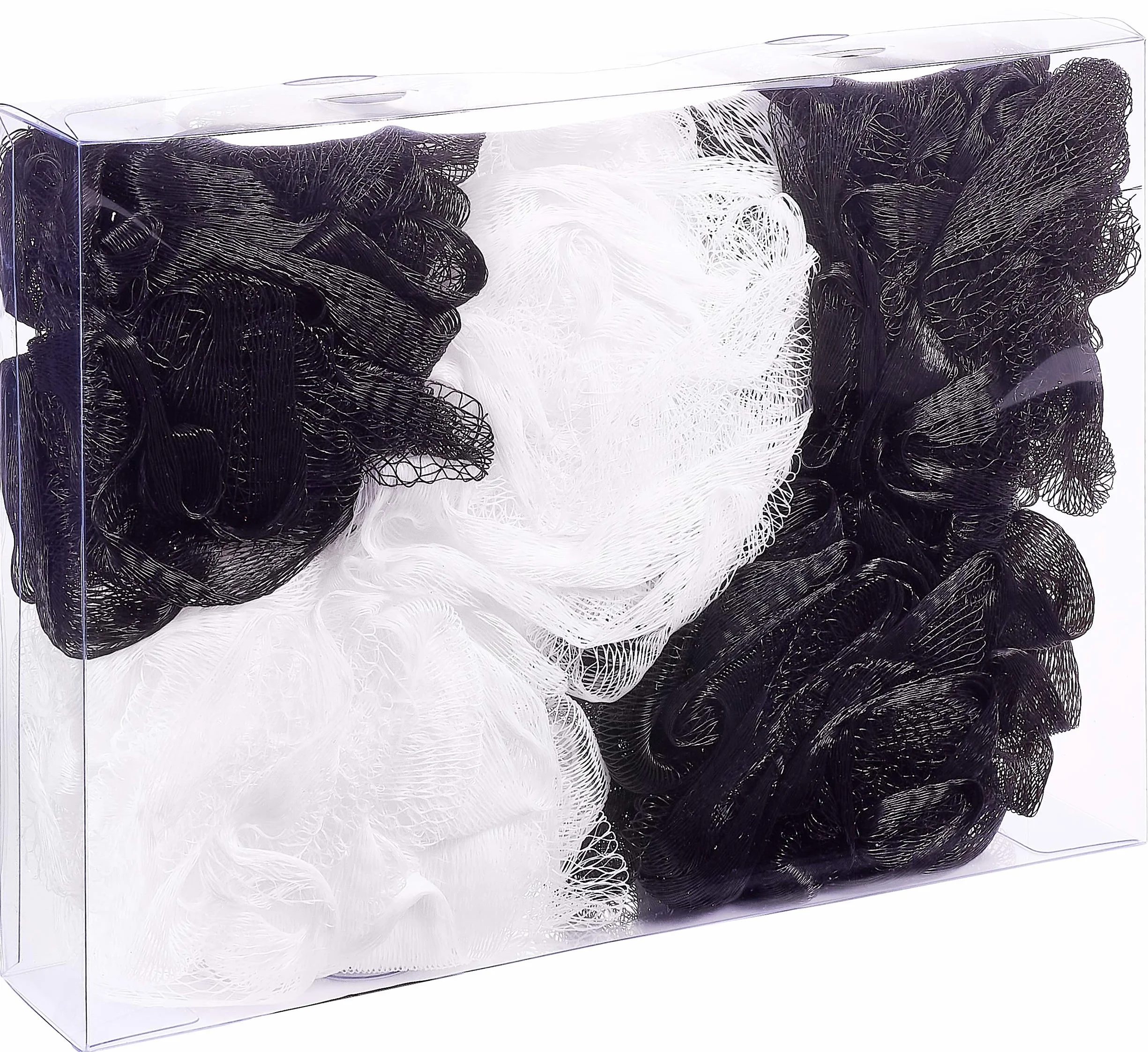 BRUBAKER Cosmetics Éponge exfoliante Fleur de bain & douche Lot de 5 Nylon Noir et Blanc
