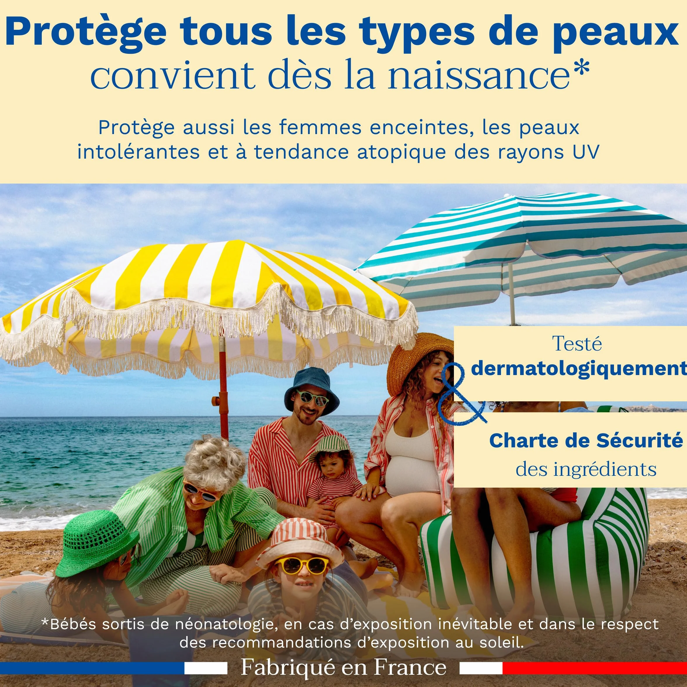 Mustela Stick Solaire SPF 50 Famille Haute Tolérance Protection Visage Corps Huile d'Avocat Résistant Eau Sable 9 ml