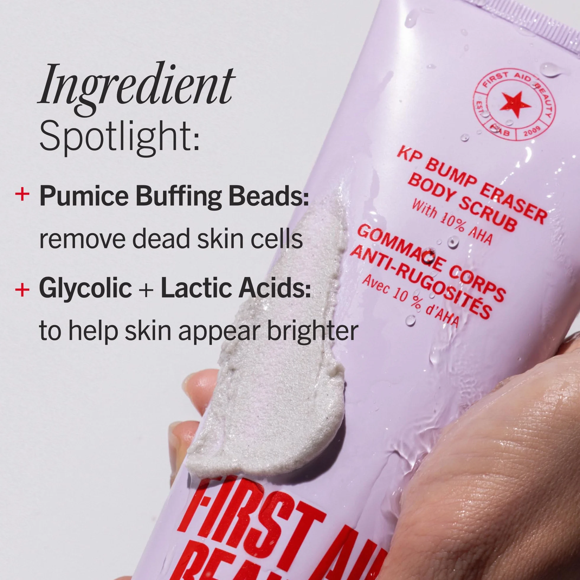 First Aid Beauty Gommage Corps KP 10% AHA – Exfoliant Kératose Pilaire Acides Glycolique Lactique 226 g
