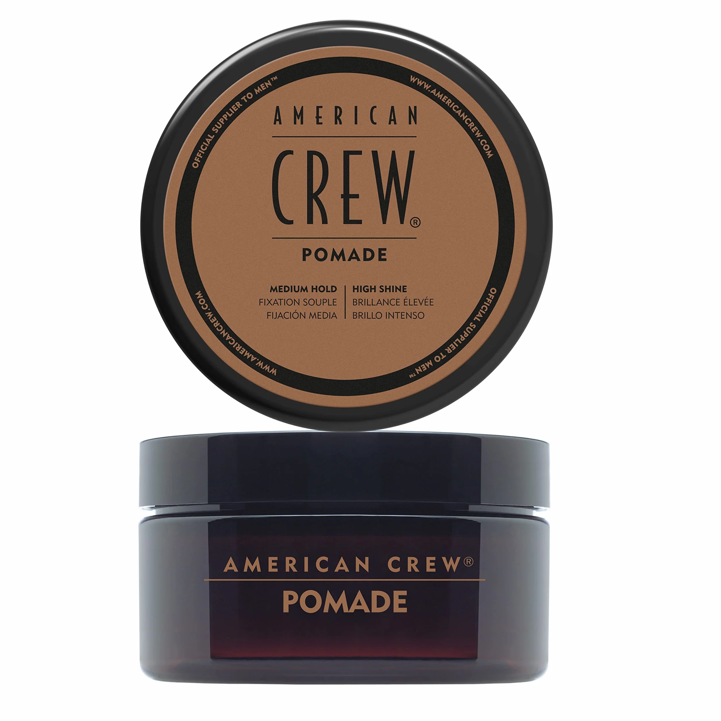 American Crew - Pomade - Cire Coiffante Fixation Souple - Cire Cheveux Homme Brillance Elevée - Produit Coiffant pour Style Créatif - Produit Cheveux Bouclés et Raides - 85ml