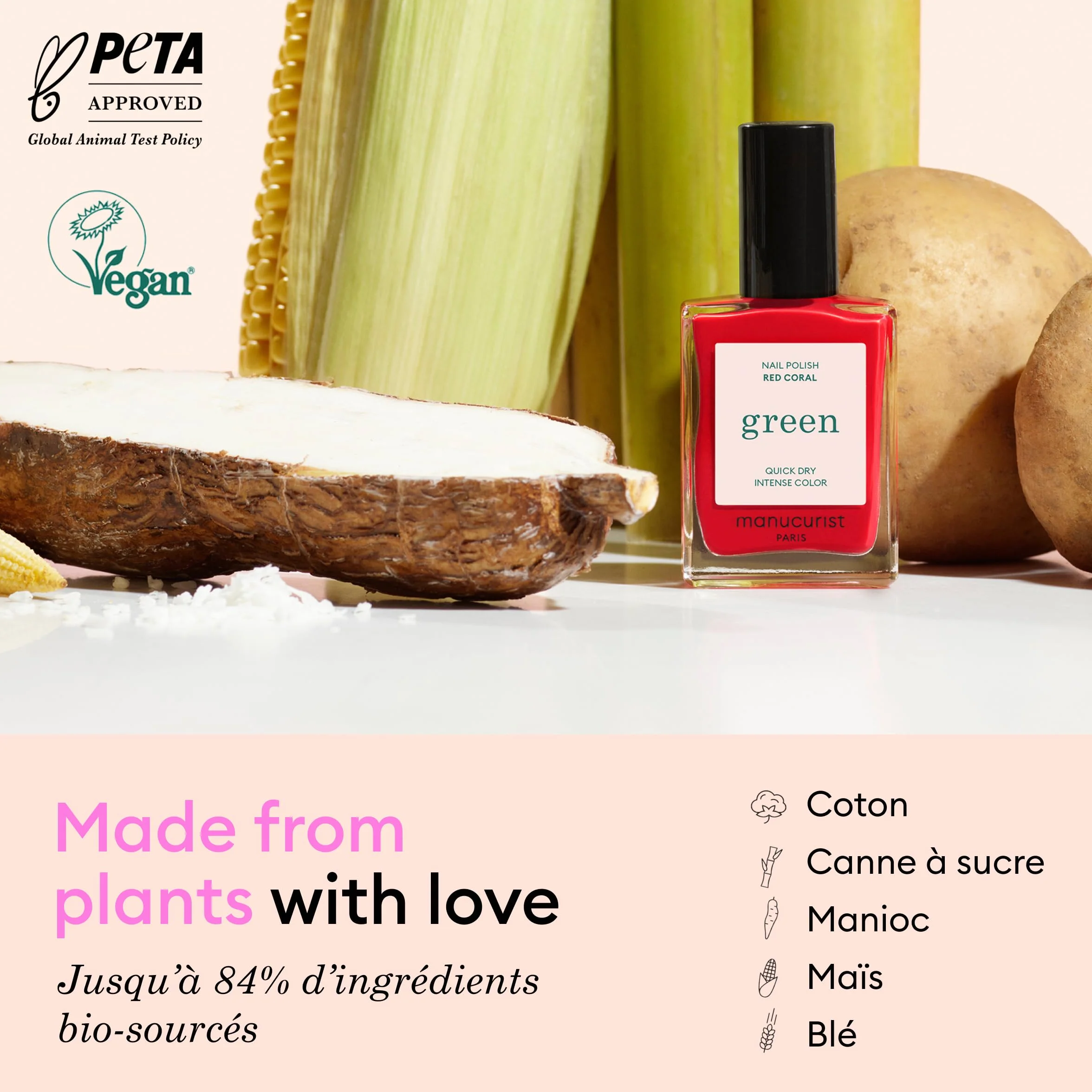 Manucurist Green Vernis à Ongles Blanc Laiteux Milky White 9-Free Vegan Bio Sourcé 15ml
