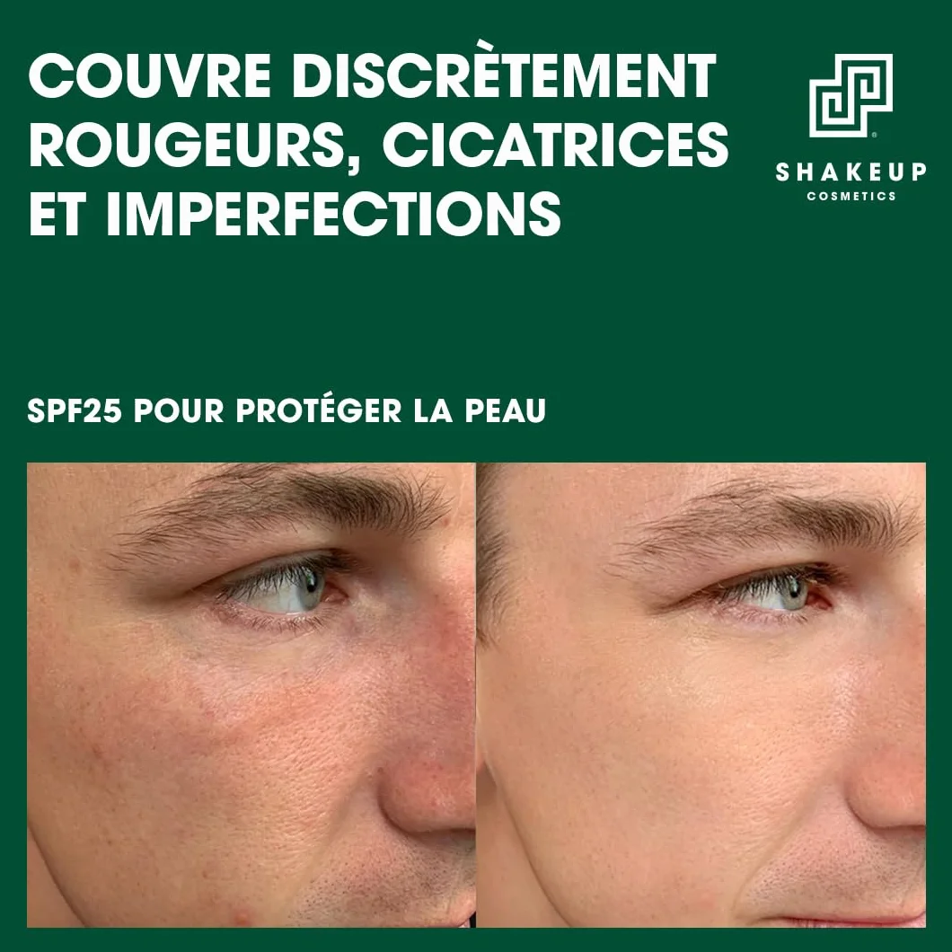 Shakeup Cosmetics Hydratant Teinté Homme, Maquillage Végan pour Hommes, Couvrance Naturelle contre Rougeurs & Imperfections, Hydratation 24h avec SPF, Teinte Extra Light, 50 ml. Aka. LET’S FACE IT