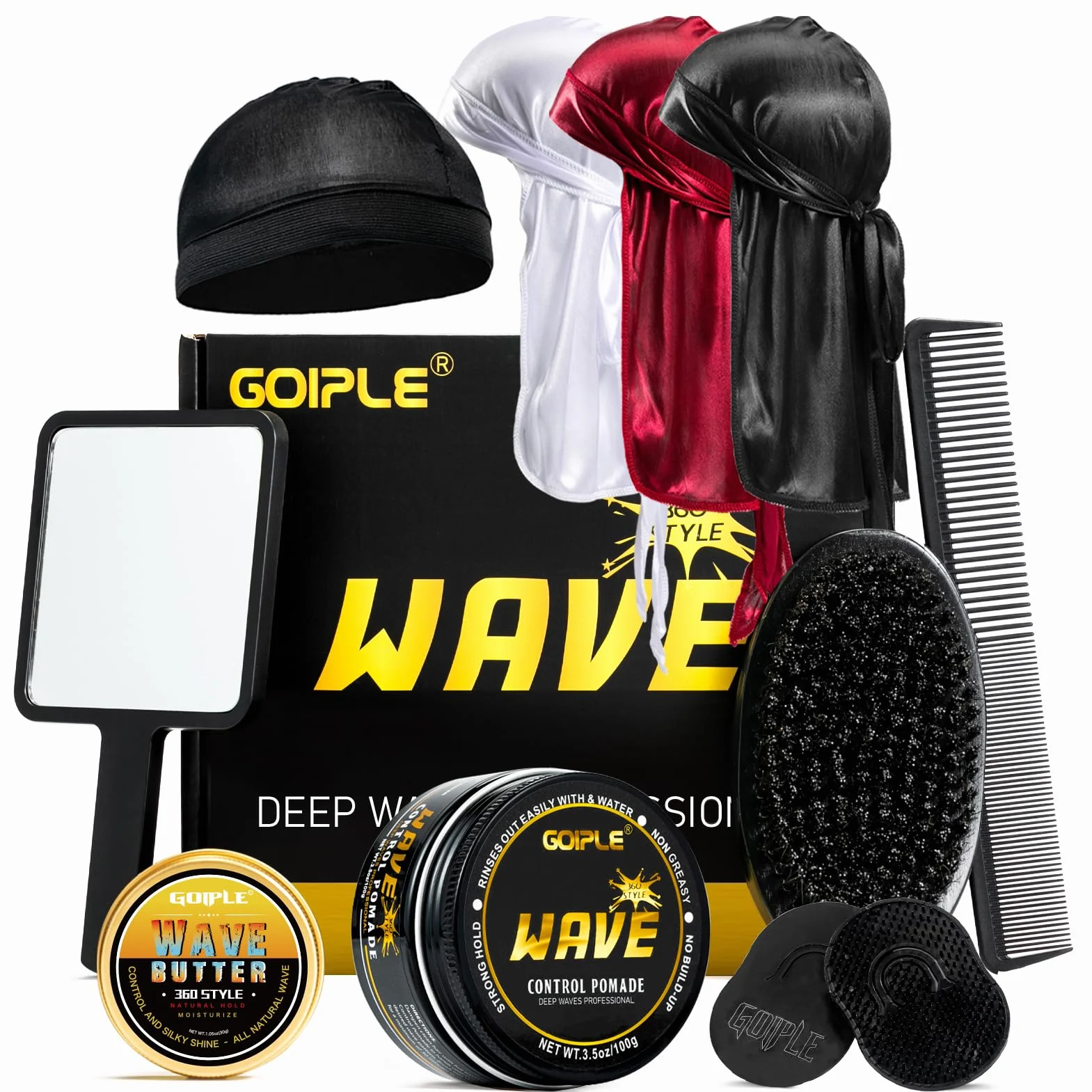 Pommade Wave pour hommes Strong Hold Easy Wash 360 Wave Training Hair Cream, Waves Grease pour hommes favorise les ondulations superposées, l'hydratation et la brillance soyeuse