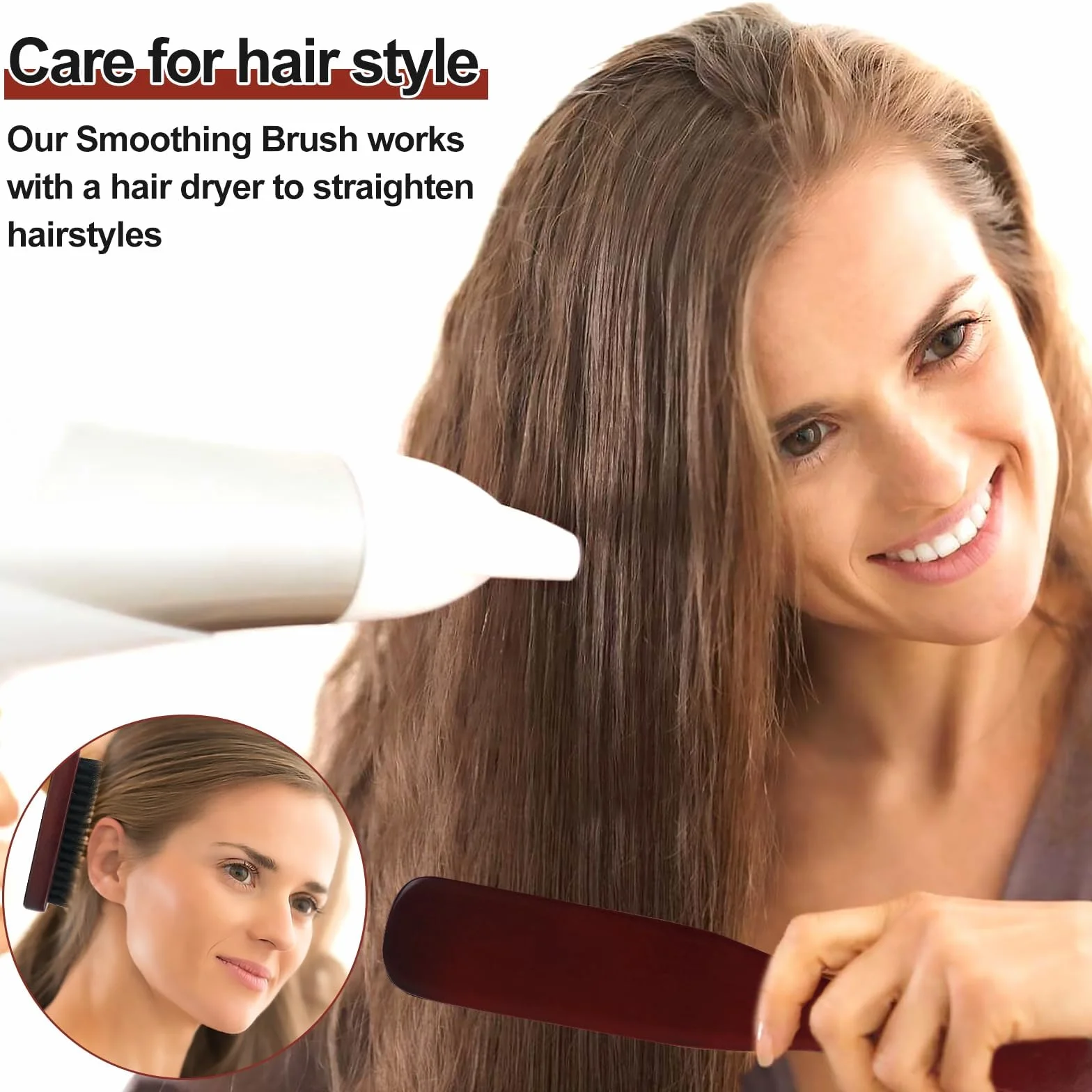 Brosse en Poil de Sanglier pour Cheveux Homme Femme Nettoyage Barbe