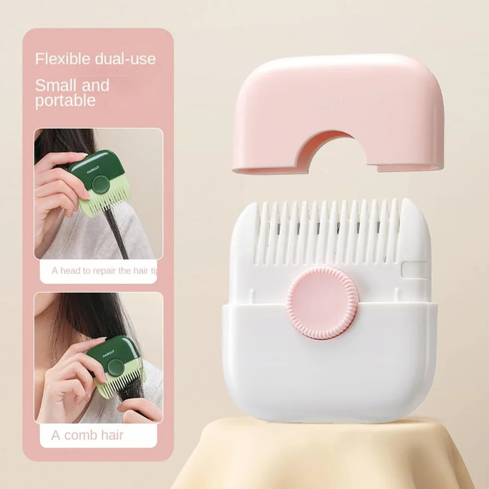 2-in-1 Kids Hair Trimmer, Double-Sided Razor Comb Clipper for Thin & Thick Hair, Trim Pocket Comb (Pink)