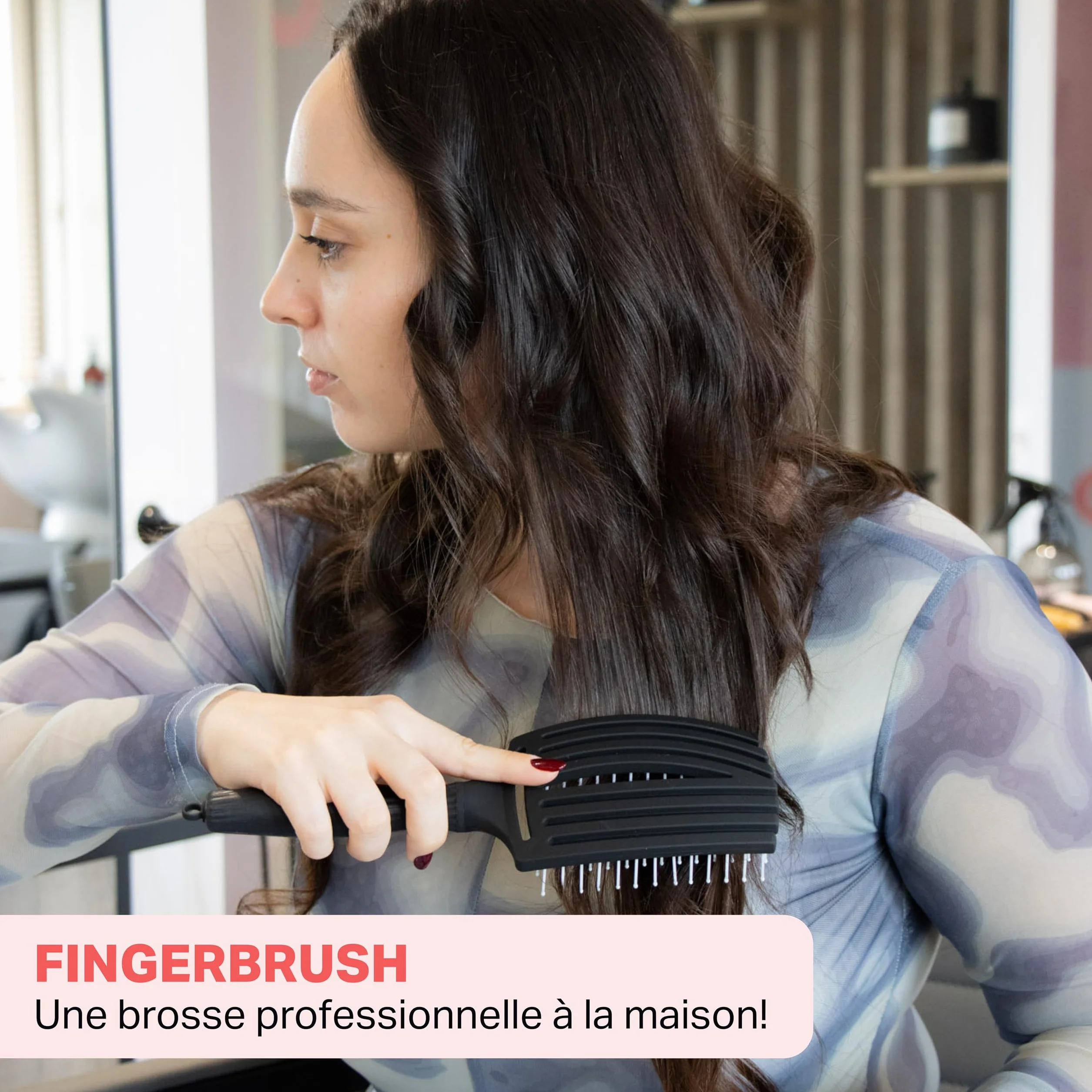 Olivia Garden Fingerbrush Care Iconic Detangling Hairbrush Boar Nylon Bristles