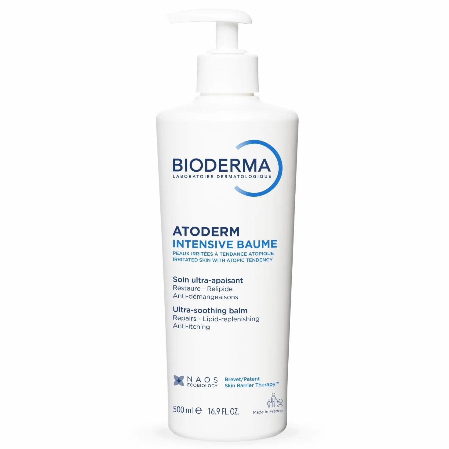 BIODERMA Atoderm Intensive Baume - Soin anti-démangeaisons, réparateur et nourrissant - Peaux très sèches, irritées à atopiques - Prescrit par des dermatologues - Flacon pompe 500 ml
