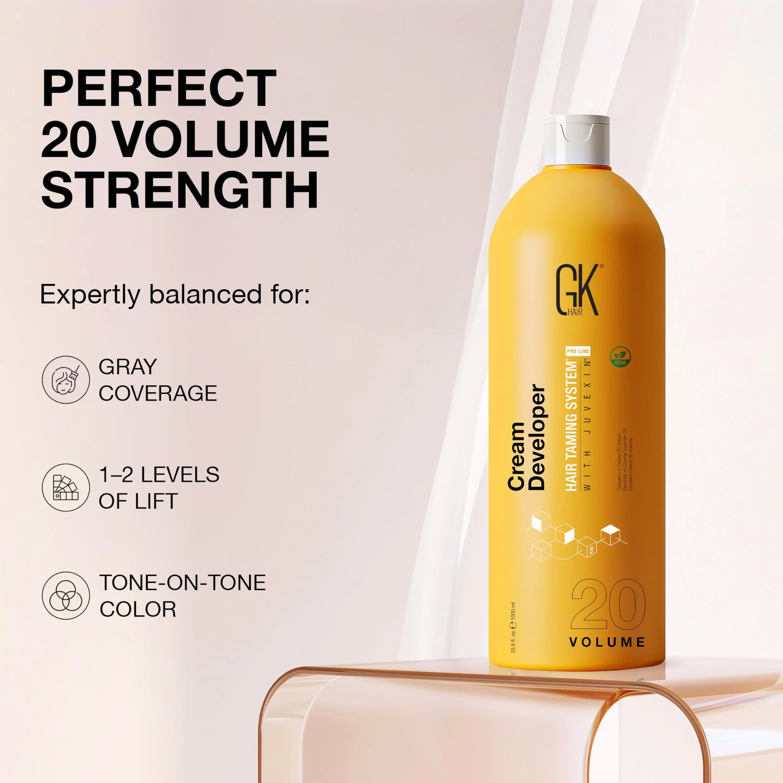 Global Keratin GK HAIR Professional Hair Creme 20 Volume Developer 1000ml for Hair Coloring Bleach - High-Performance Long Lasting Semi-Permanent Hair Color Toner Dye
