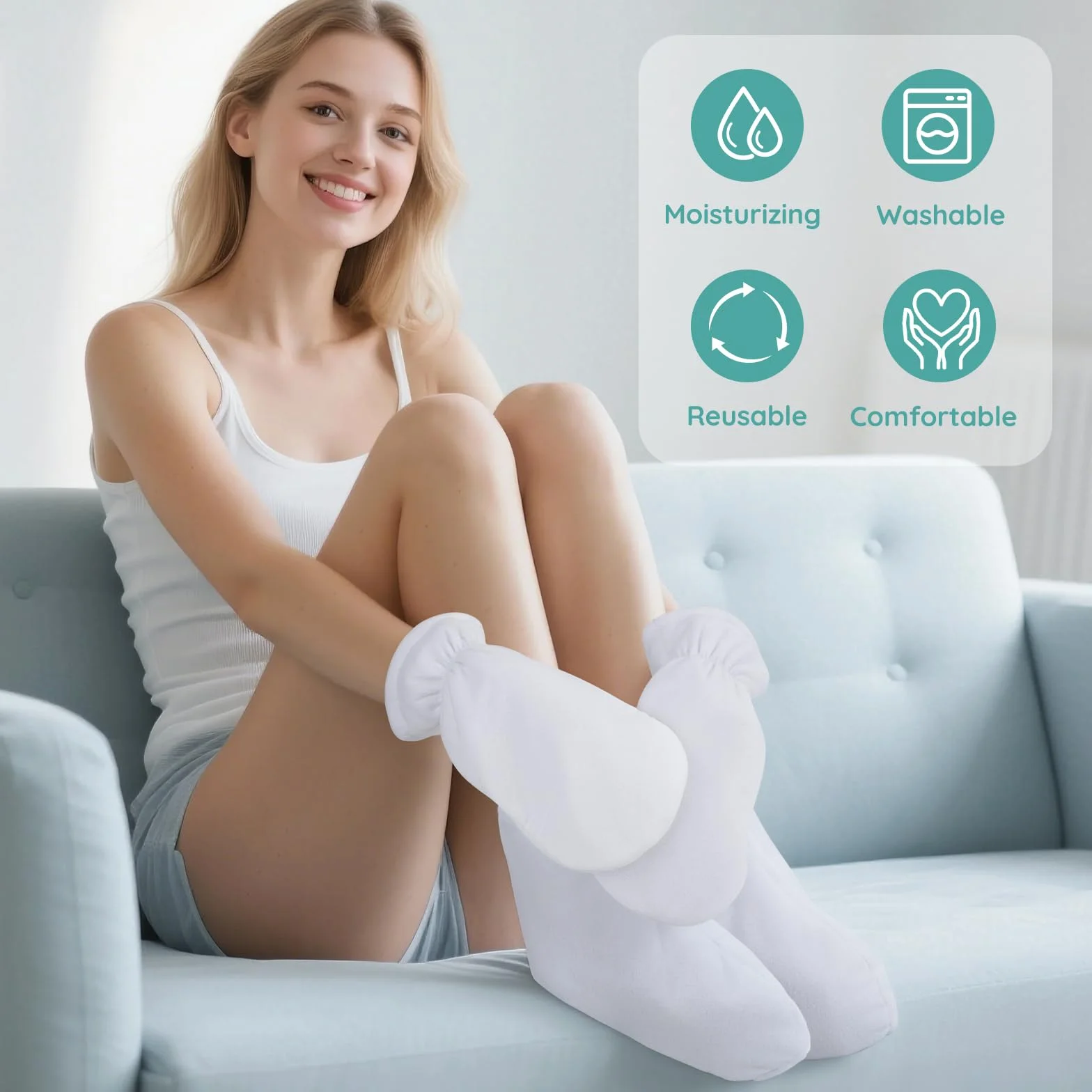 Chaussons de bain en cire de paraffine blanche, ouverture élastique Segbeauty à double éponge pour thermothérapie, sacs pour les mains et les pieds pour le traitement thermique, machine à cire