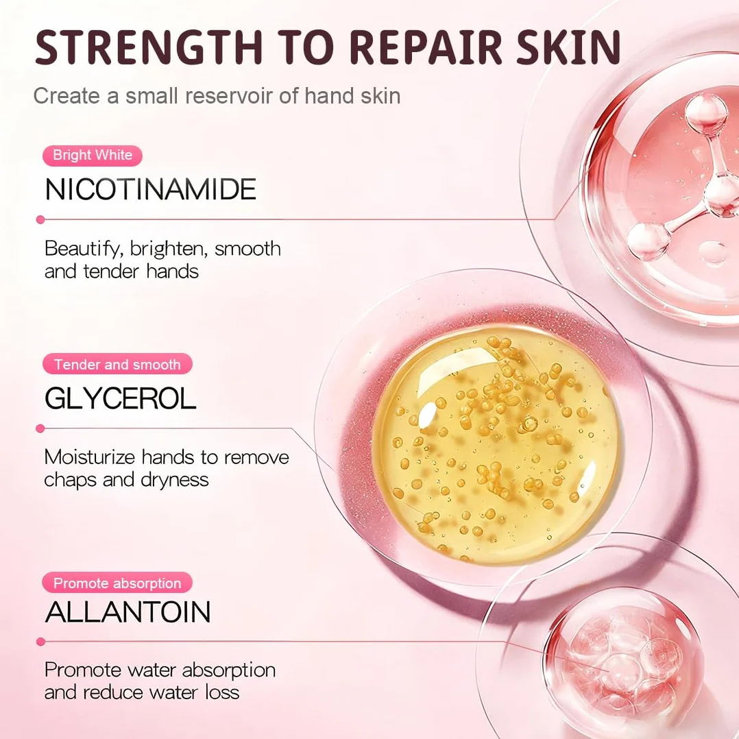 GXGM Masque Mains Chat Hydratation Intense Niacinamide Lait de Chèvre Éclaircit Uniformise Teint Soins Mains Séches Gercées