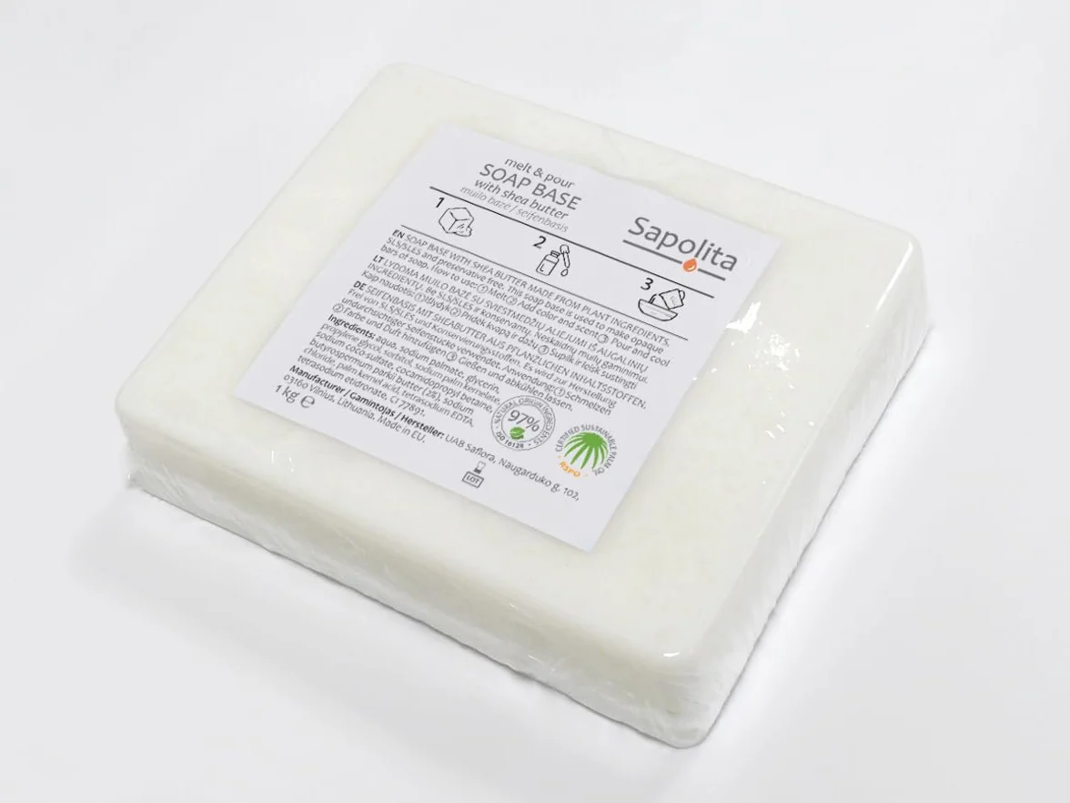 Base de savon avec beurre de karité 1 kg pour fabrication de savon à la glycérine sans SLS/SLES