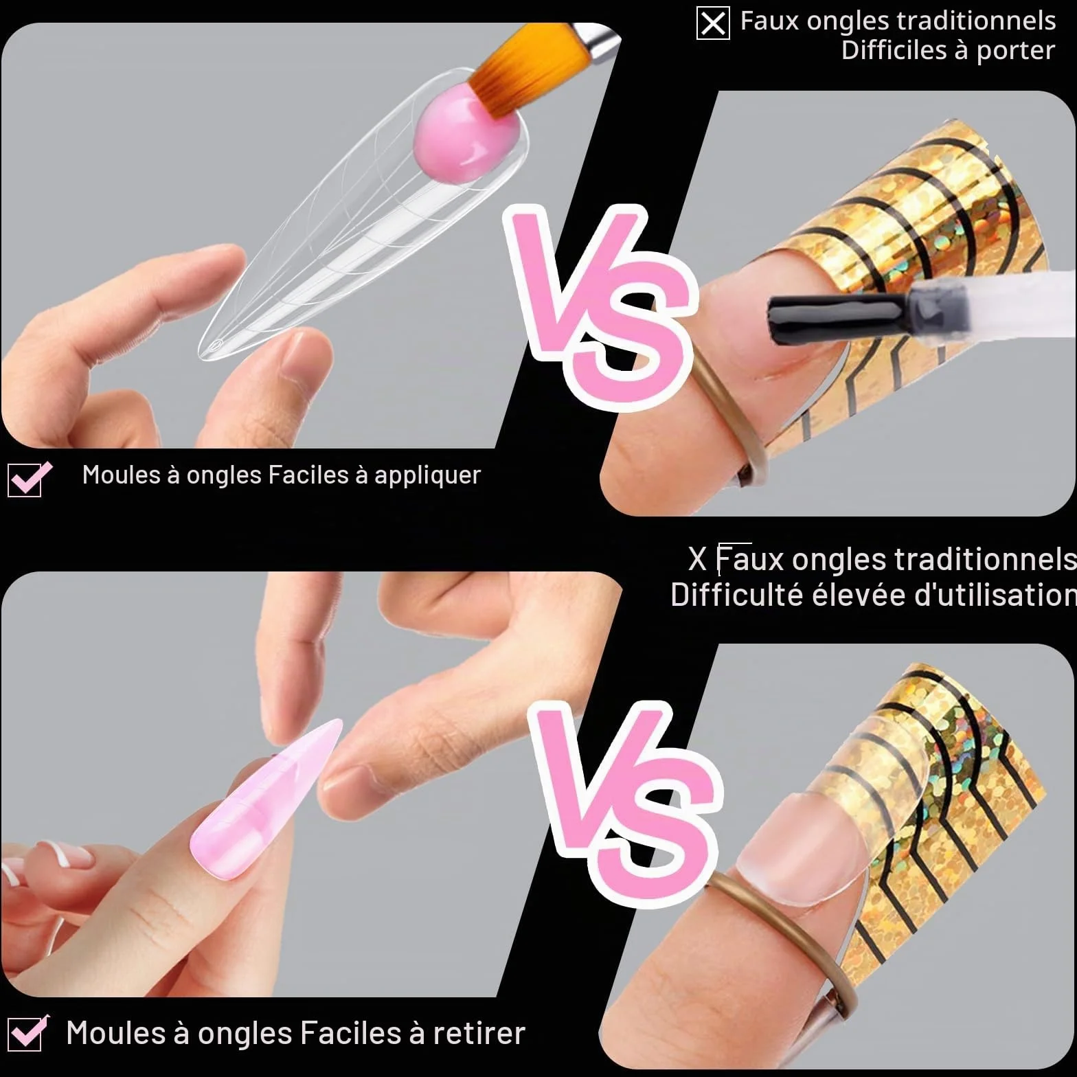 120 pcs Poly Extension Gel Moule à ongles avec écailles pour manucure en gel, salon de manucure et bricolage à domicile (Long Water Drop Dual Nail Forms Set)