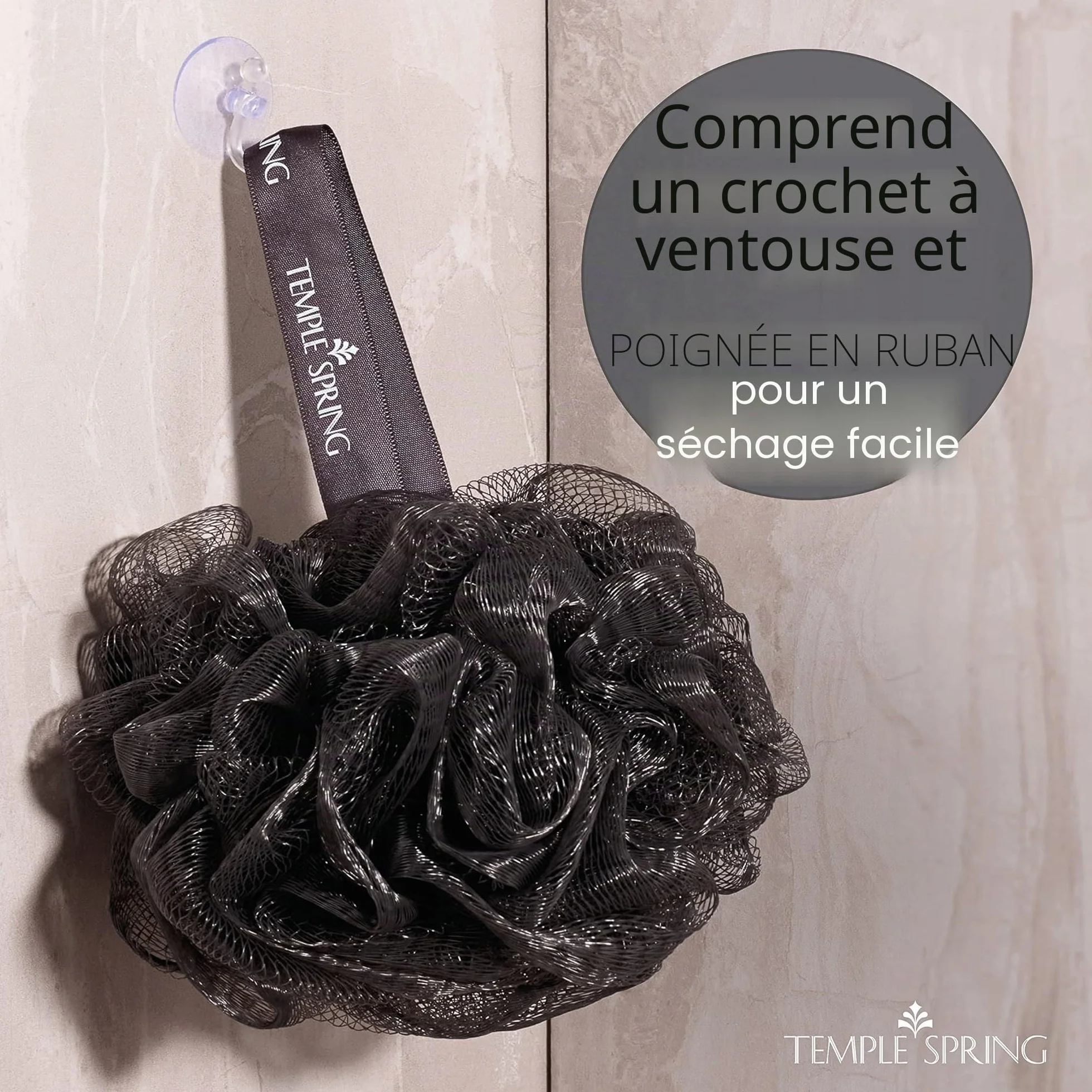 Fleur de Douche Recyclées Loofah Gommage Corps Eponge Exfoliante Luffa Djampe Gris