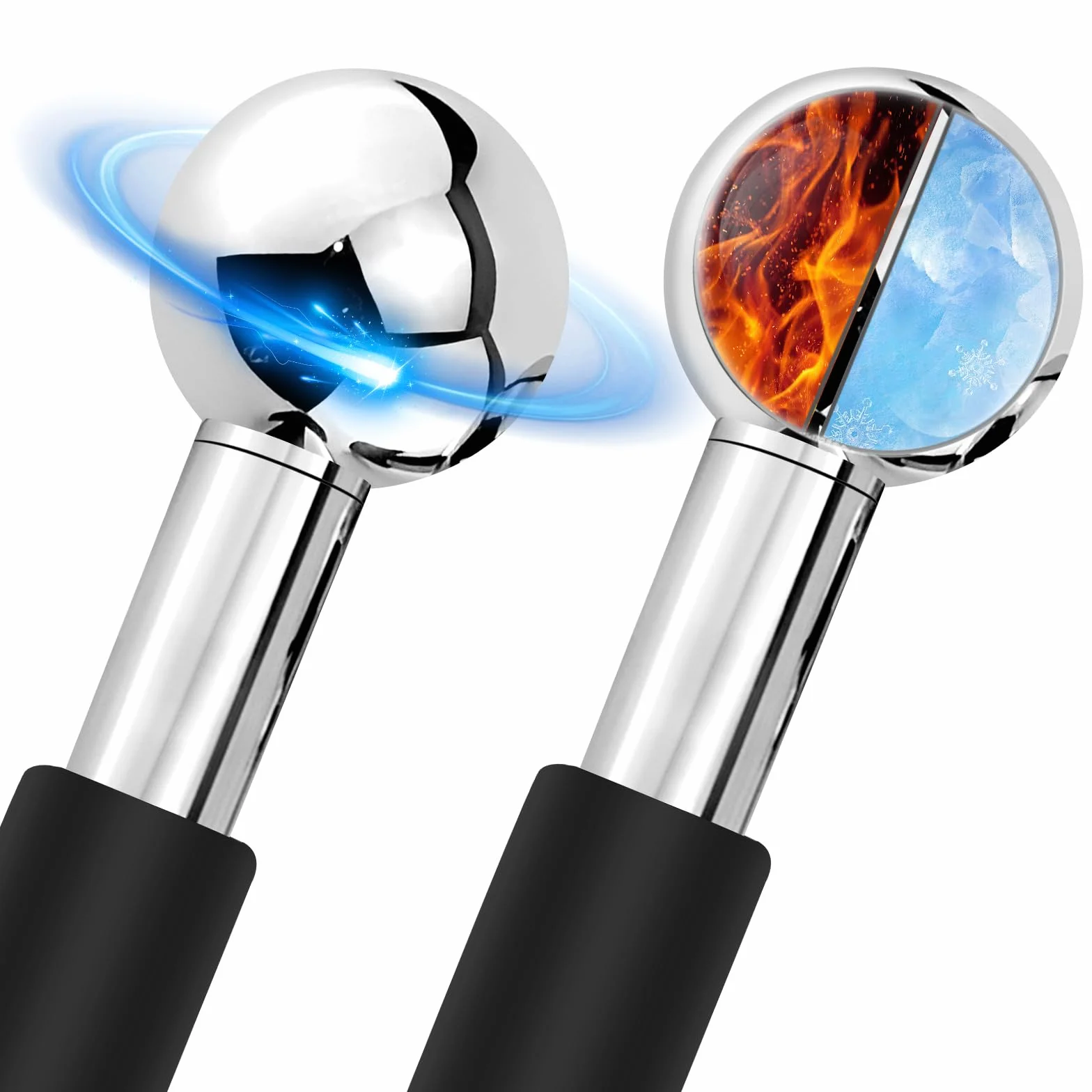 CGBE 2Pcs Facial Ice Globes, Globes de Glace en Acier Inoxydable pour Masser Visage, Boules Refroidissement de Massage Faciales, Réduit Les Cernes et Les Poches, Améliore la Circulation Sanguine