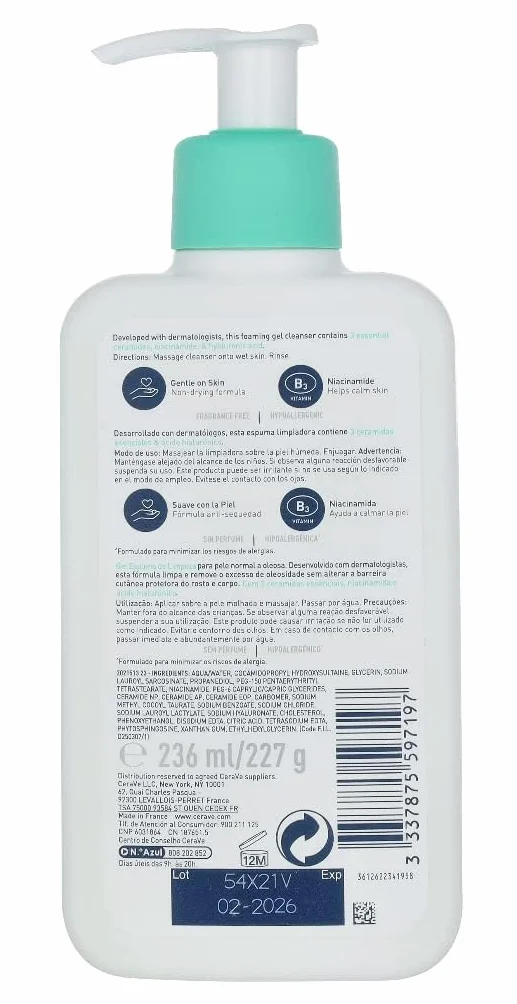 CeraVe Gel nettoyant moussant Visage & Corps