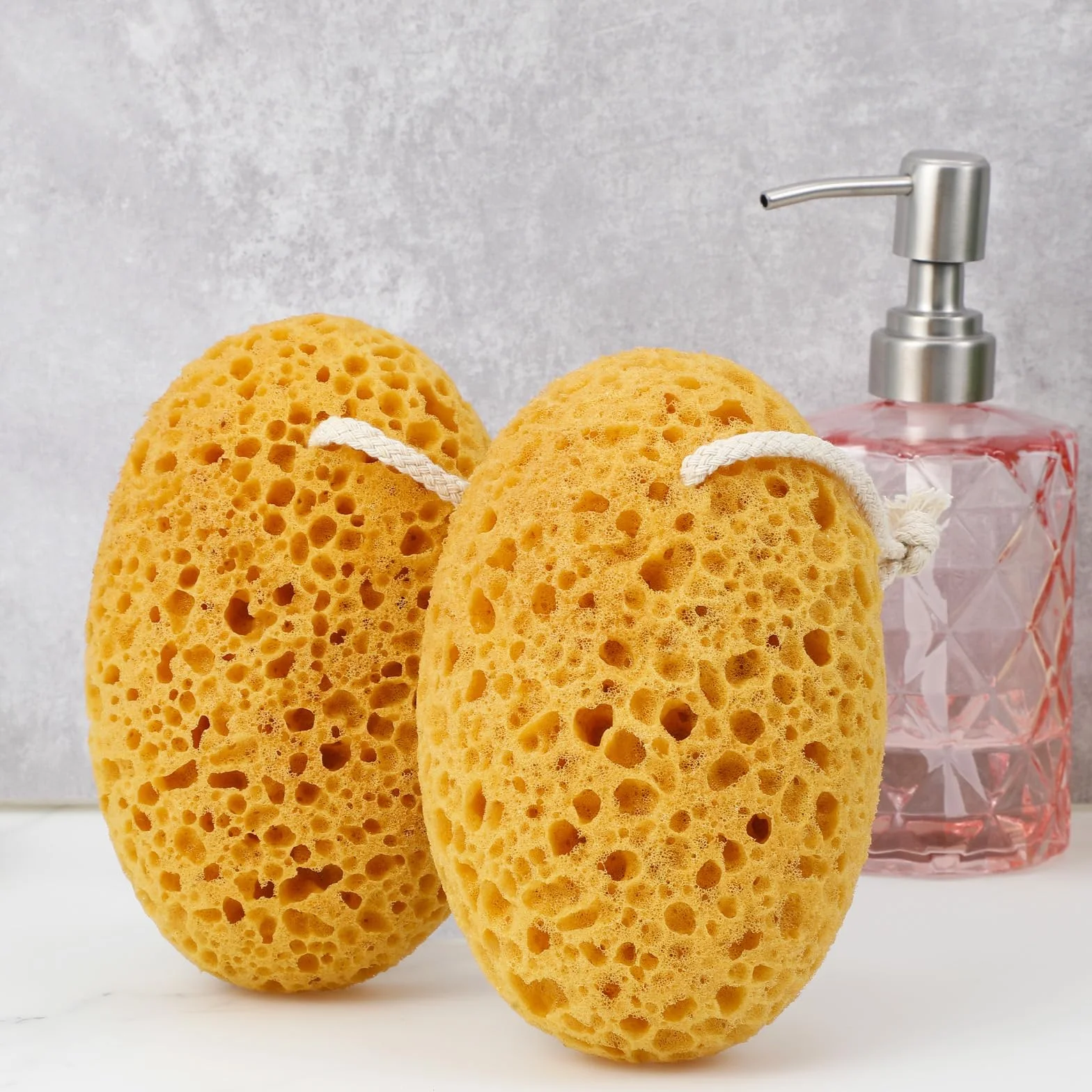 Éponge de Bain Lot de 2 Grandes Éponges Alvéolaires Douche Exfoliante Mousse Dense Nettoyage Doux