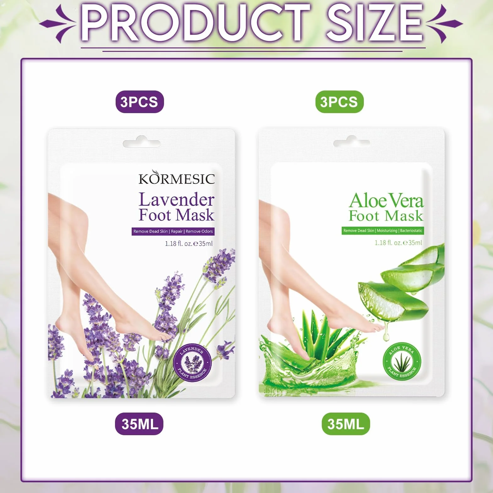 Masque hydratant pour les pieds, soin des pieds secs et fendillés, 6 paires aloe vera lavande