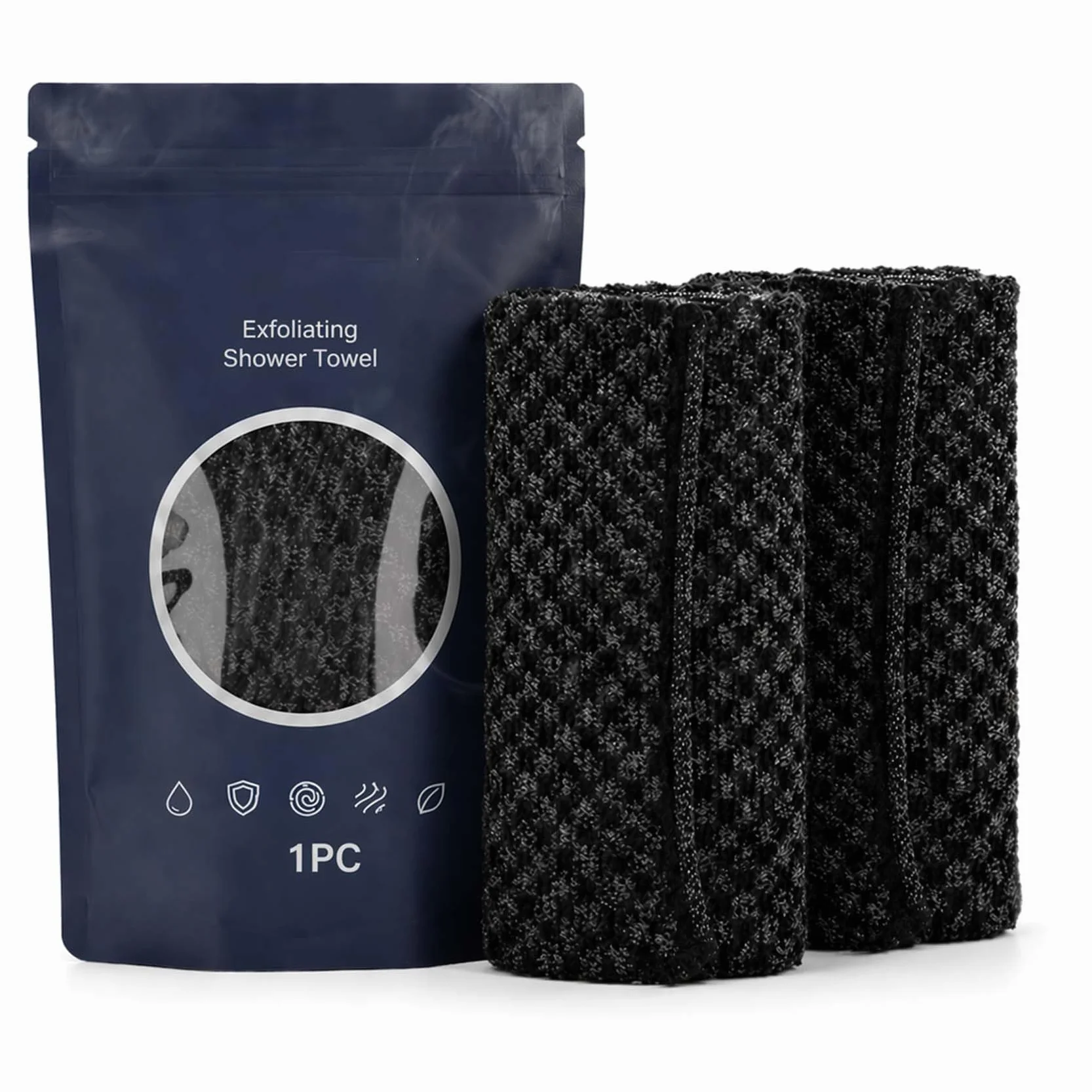 Serviette De Douche Exfoliante Ecovia, Exfoliation Douce, Séchage Rapide, 2 Pièces