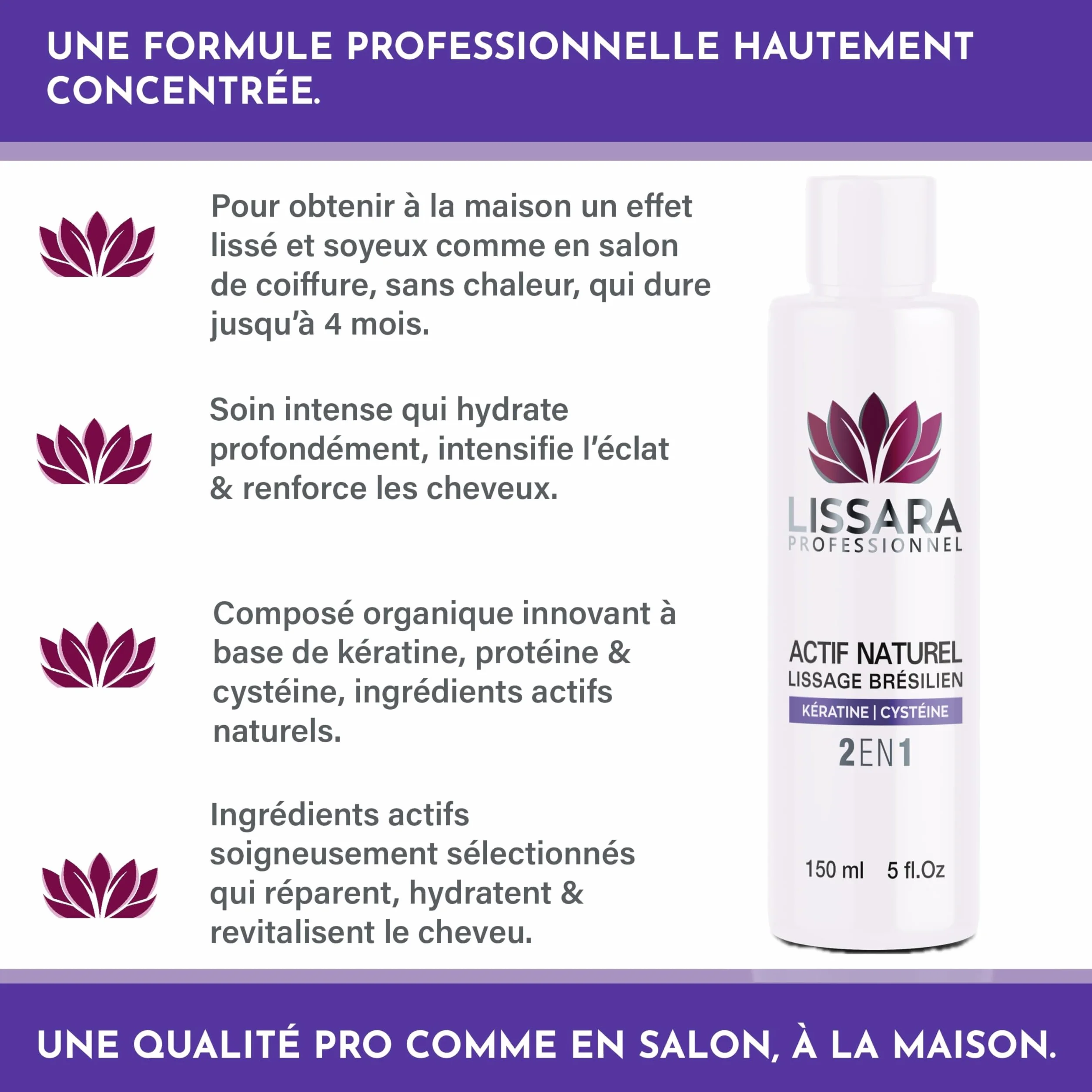 LISSARA Lissage Brésilien 2 en 1 Anti Frisottis Soin profond Kératine Protéine 150ml