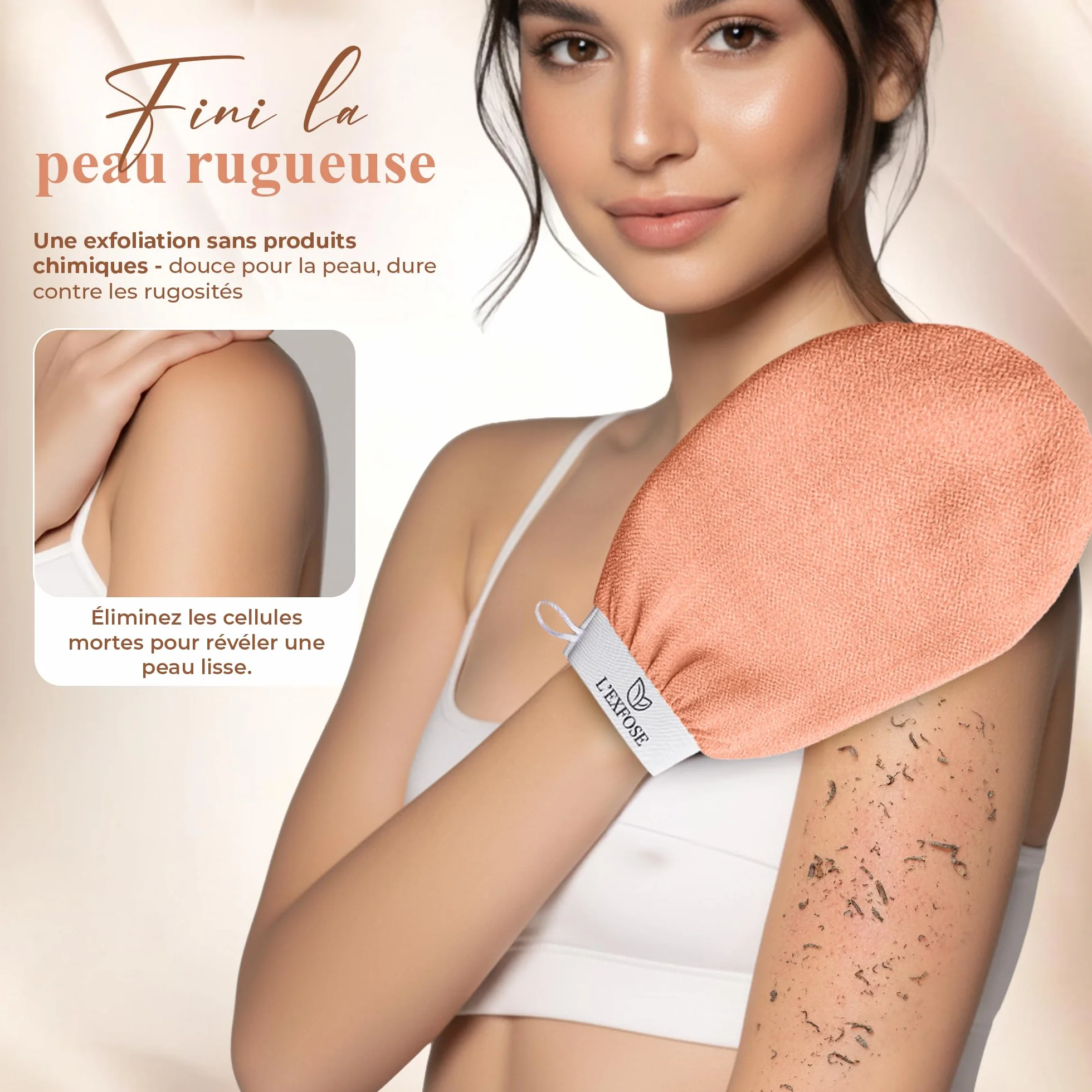 Gant Exfoliant Corps Kessa en Viscose Naturelle - L’Exfose 2x Gommage Corps et Visage