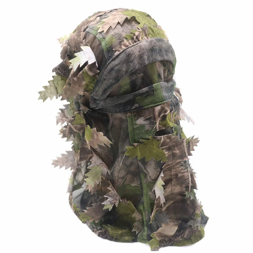 Cagoule 3D camouflage feuilles masque intégral chasse tir cyclisme