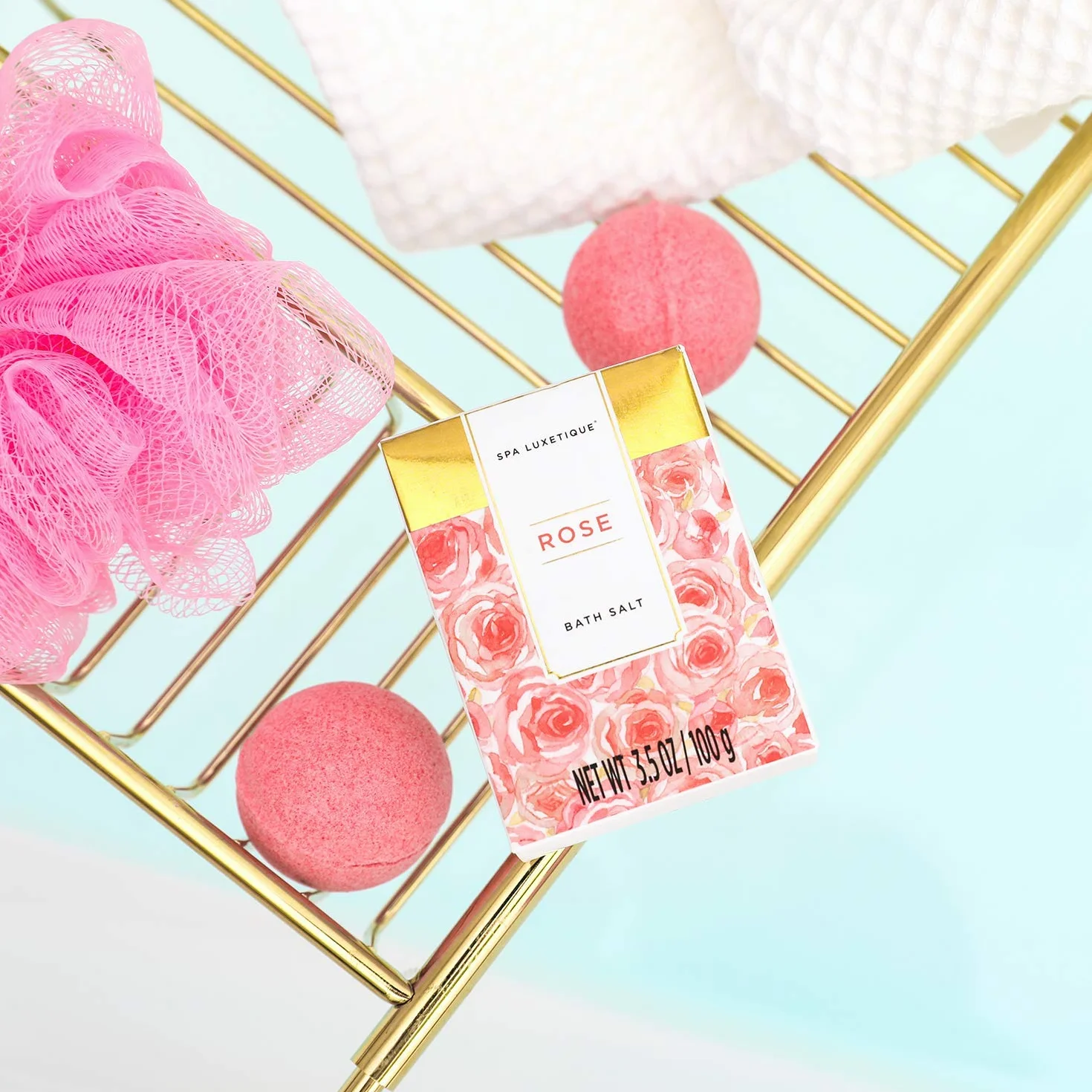 Spa Luxetique Coffret Cadeau Femme Rosa 8 Pièces Soin Beauté Gel Douche Beurre Karité Bombe Bain Bain Moussant