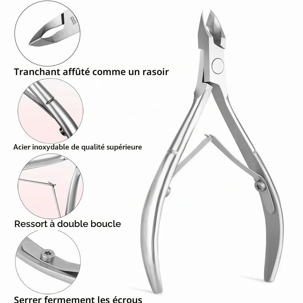 BEZOX Coupe-cuticules professionnel acier inoxydable dissolvant peaux mortes Argenté