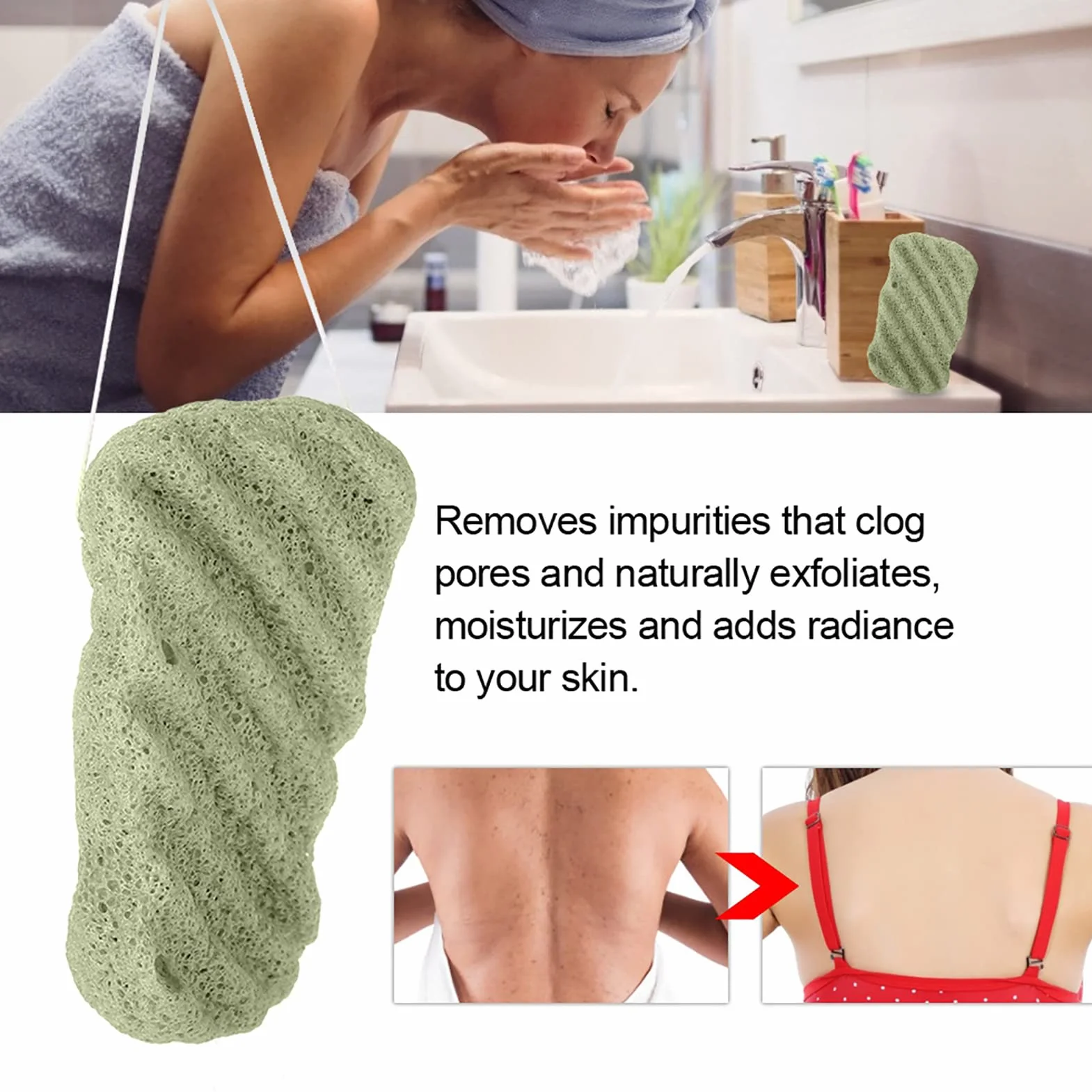 Éponge Konjac Corps Visage Exfoliant Doux Taille Grande Nettoyage Profond