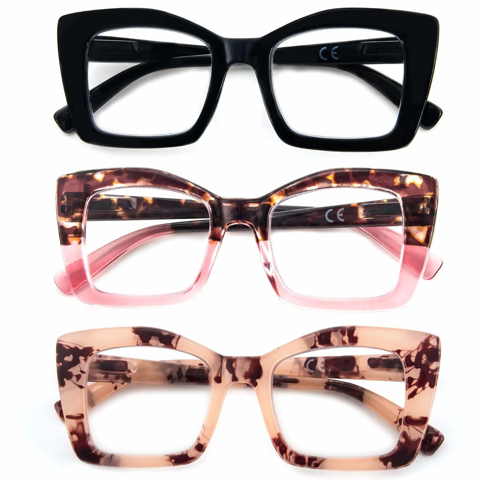 KoKoBin Oprah Lunettes de lecture carrées surdimensionnées pour femmes avec charnières à ressort
