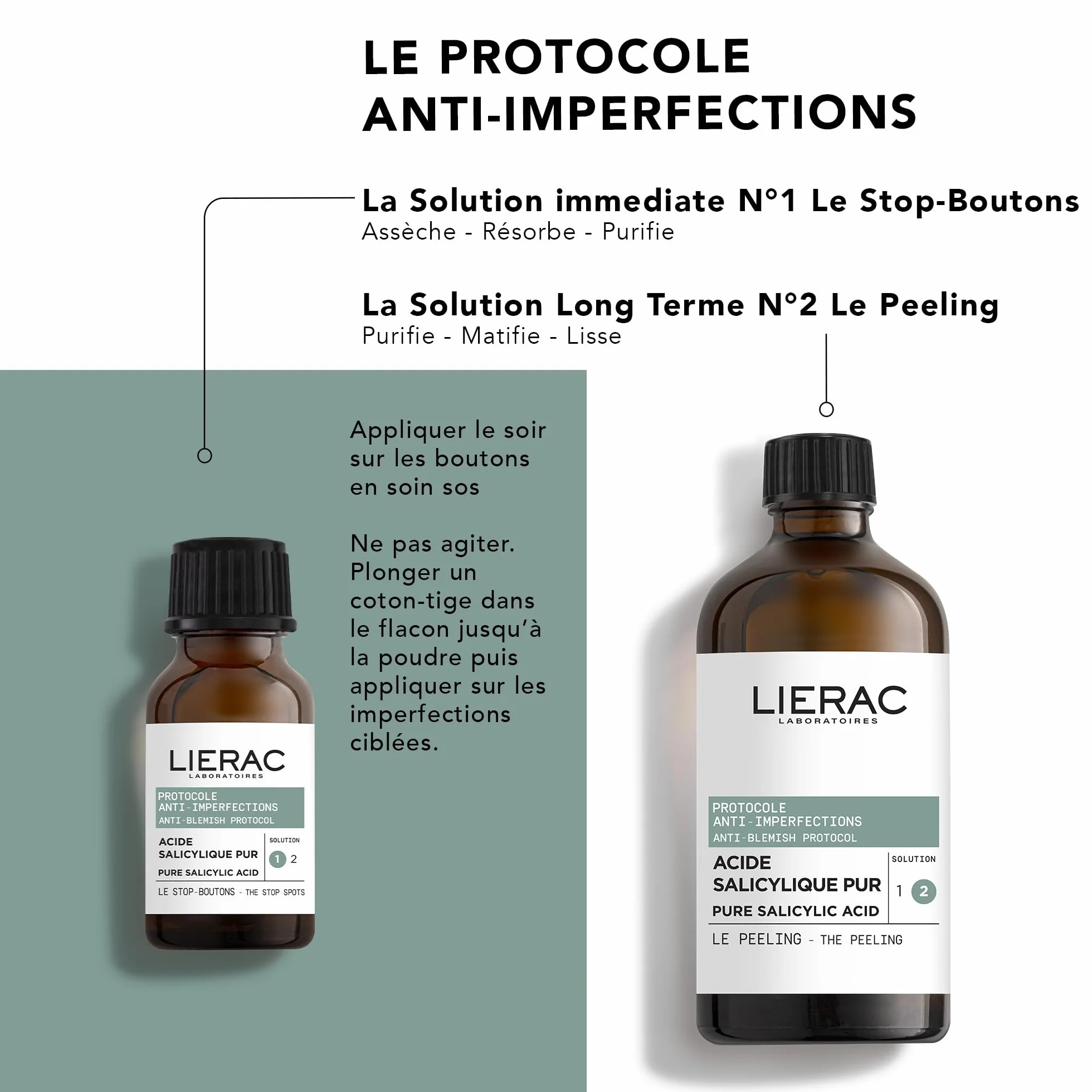Lierac - Protocole Anti-Imperfections - Stop-Boutons 15ml - Soin SOS Nuit Immédiat qui Purifie, Assèche et Réduit les Marques - Enrichi en Acide Salicylique, Zinc et Calamine