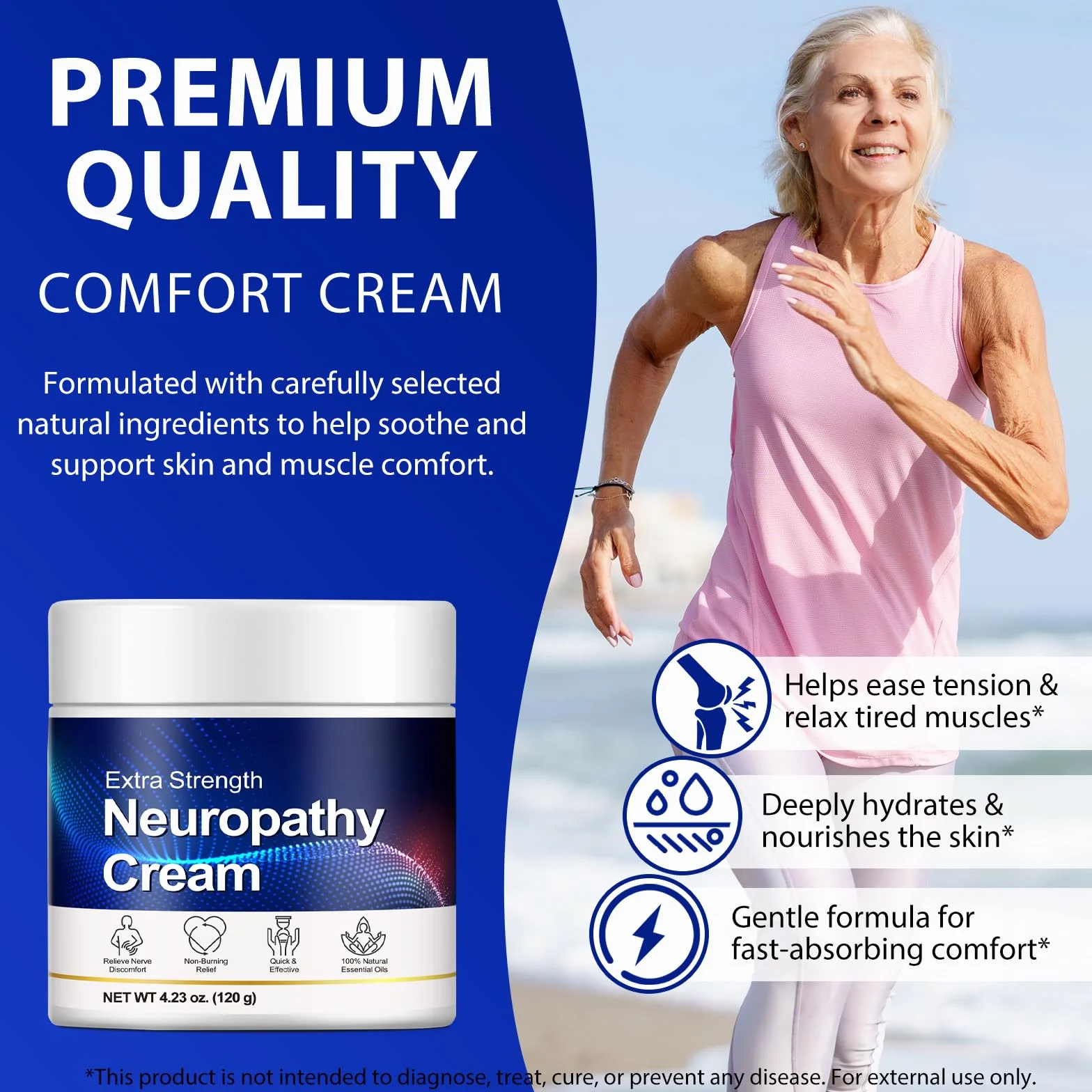 Crème pour la Neuropathie des Pieds à l'Arnica - 120g, Absorption Rapide, Non Grasse, Hydratante pour Peaux Sensibles