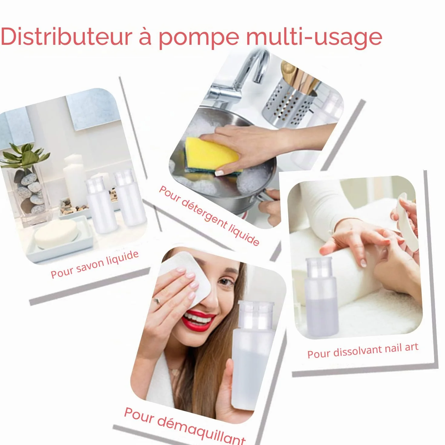FITDON 4 Pièces Flacon pompe distributeur vide pour acétone, alcool, dissolvant