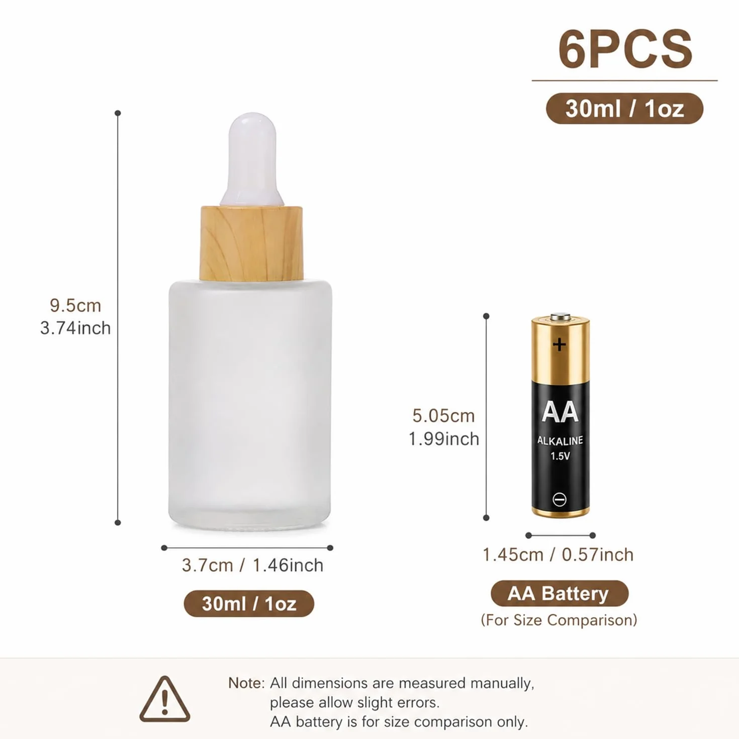 Lot de 12 flacons compte-gouttes en verre dépoli de 30 ml pour huiles essentielles avec bouchons en bois vides avec couvercles en bois pour voyage, maison, magasin