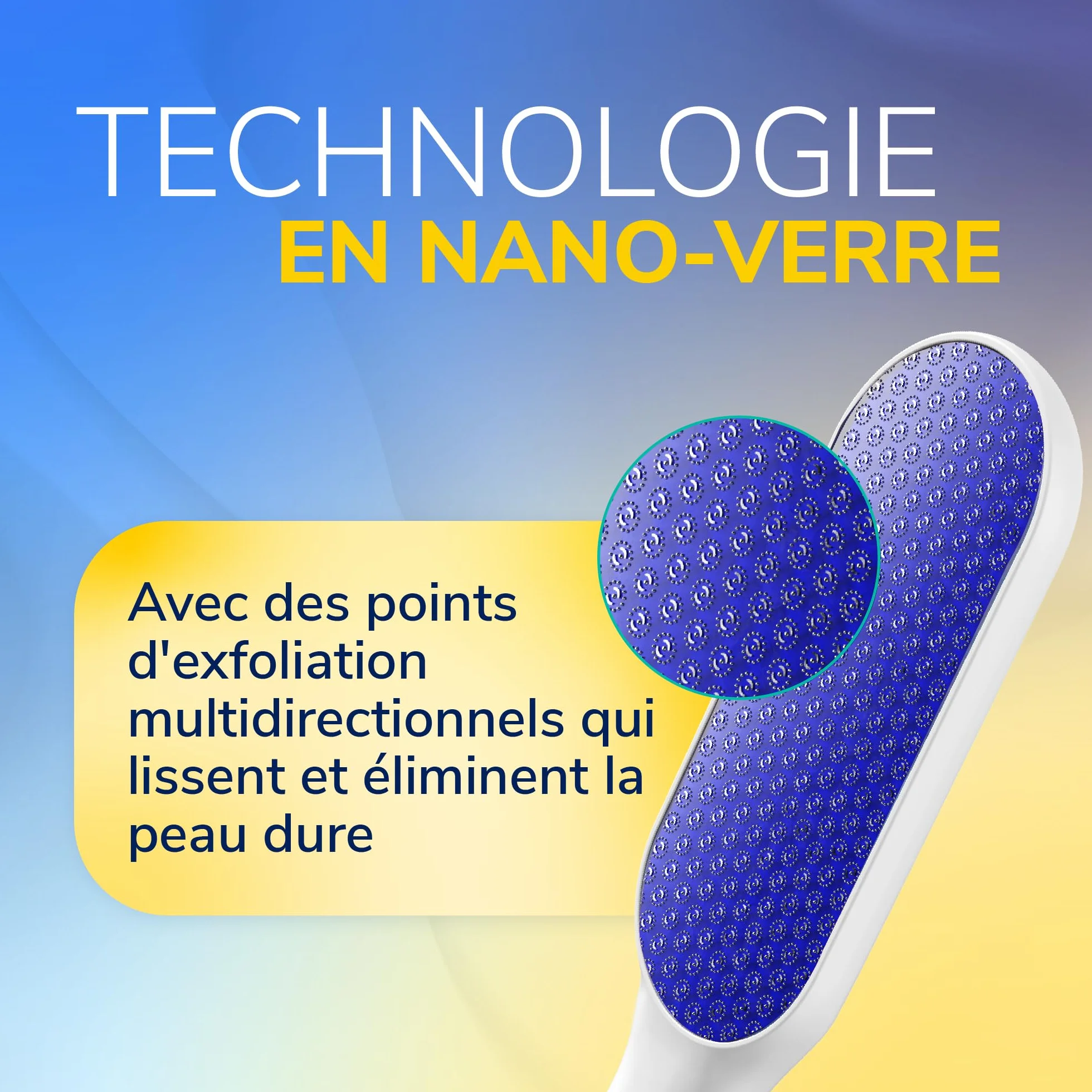 Dr. Scholl’s Râpe Pieds Manuelle en Nano Verre – Élimine Peau Dure et Callosités – Etanche, Lavable