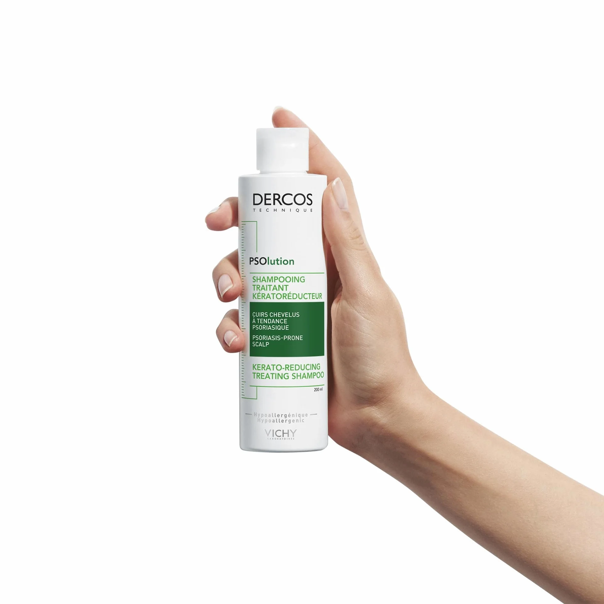 VICHY DERCOS PSOlution Shampooing Traitant Kératoréducteur Anti-Squames Anti-Démangeaisons Urée 5 % Acide Salicylique 2 % 200 ml