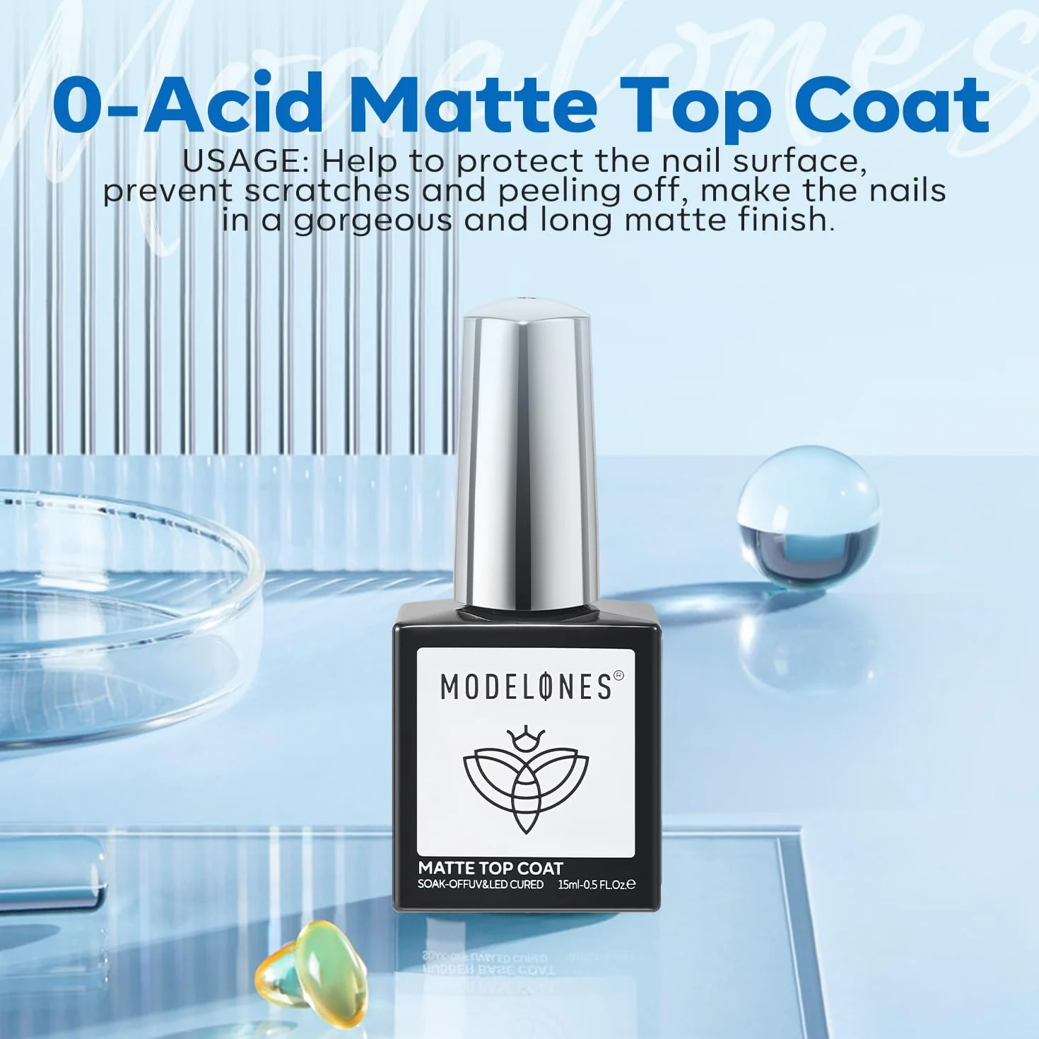 Modelones Matte Top Coat Vernis Semi Permanent 15ML No Wipe Gel UV Nail Art