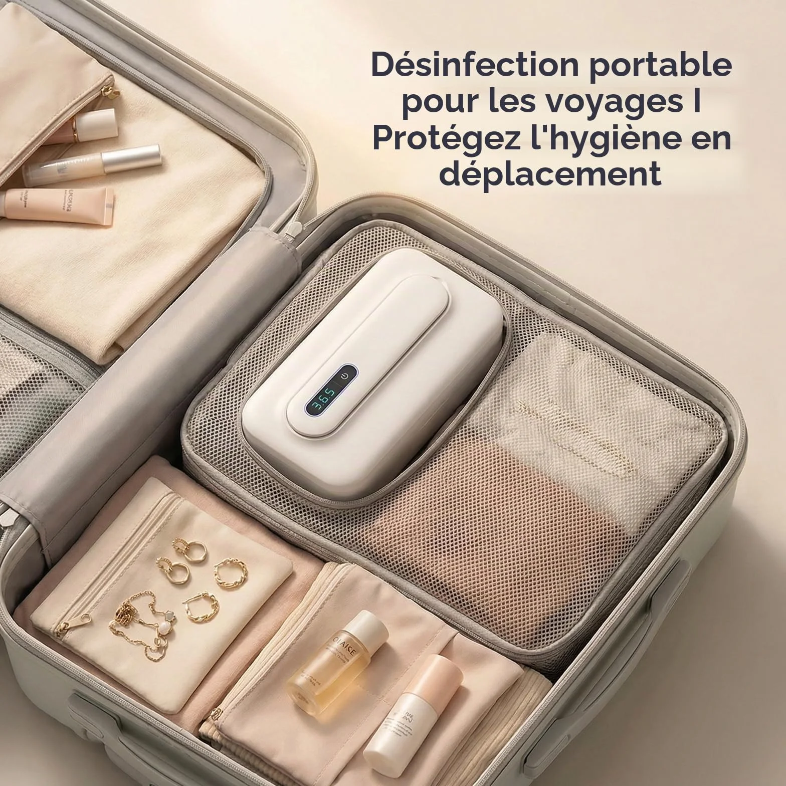 Boîte de désinfection UV : stérilisateur d'outils pour ongles avec affichage numérique, amovible pour l'utilisation Centre de désinfection UV pour téléphone portable, masques, lunettes, clés