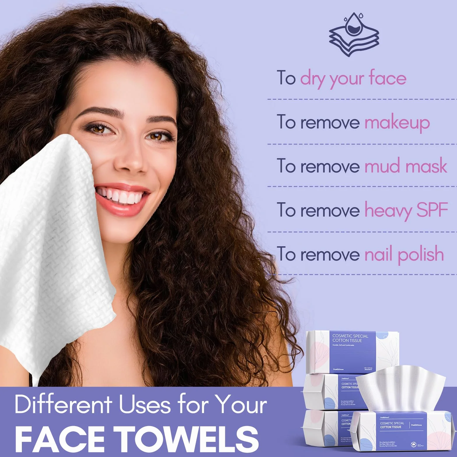 PoeticEHome Serviette jetable visage épais absorbant coton biodégradable lingettes sèches nettoyage démaquillage