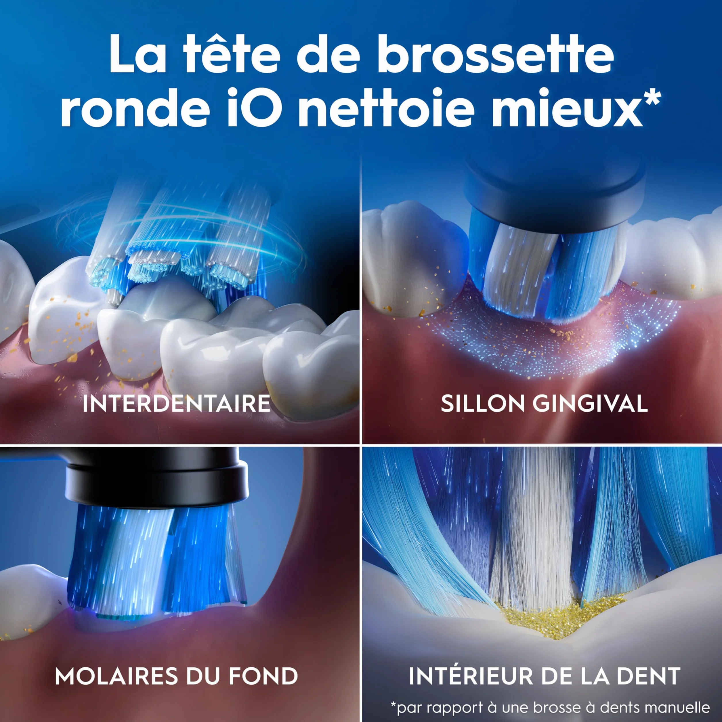 Oral-B Brosse à Dents Électrique iO 3 Noire, 3 Modes Silencieux, Capteur de Pression, Batterie Rechargeable