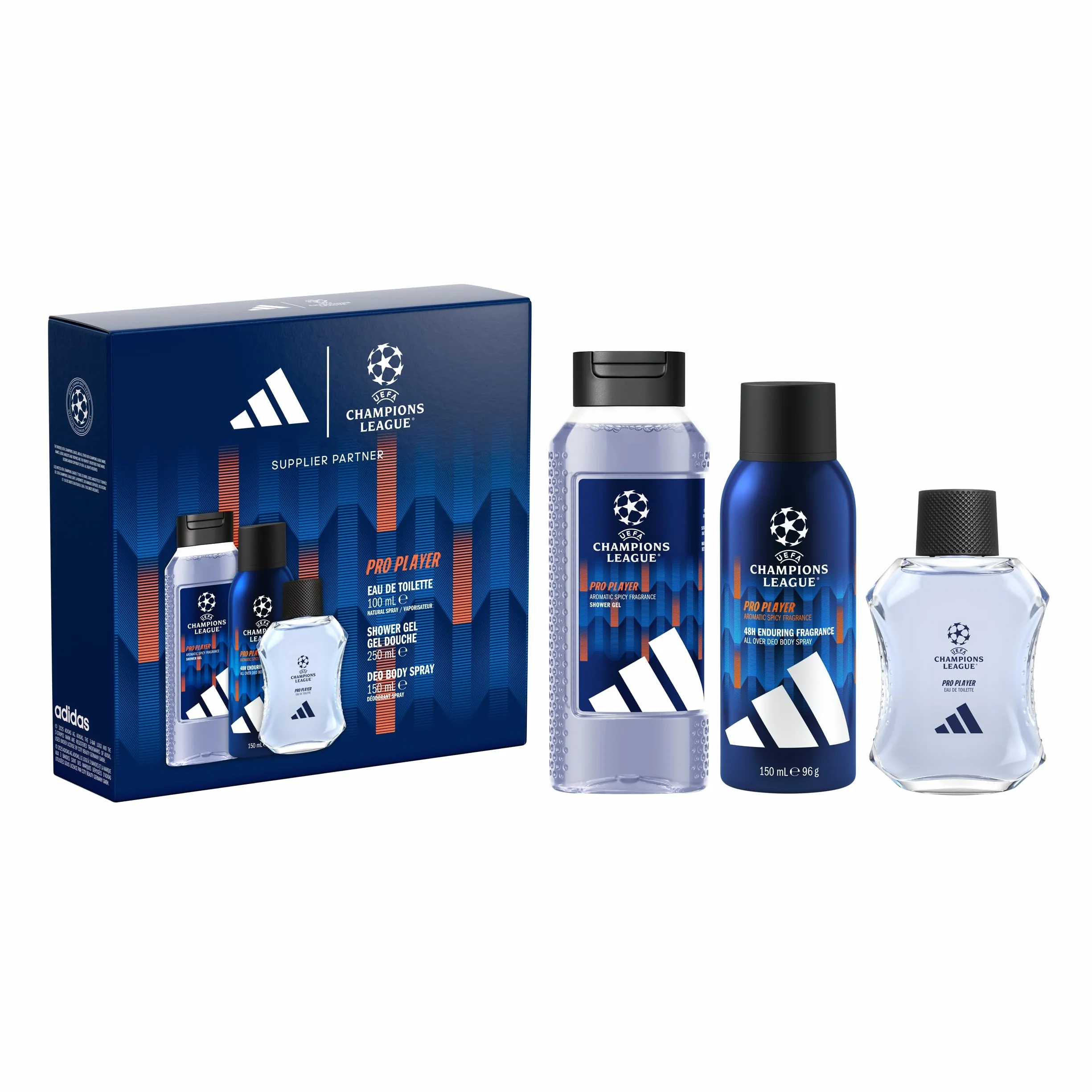 adidas UEFA Champions League Pro Player Giftset Eau de Toilette Shower Gel Deo Body Spray