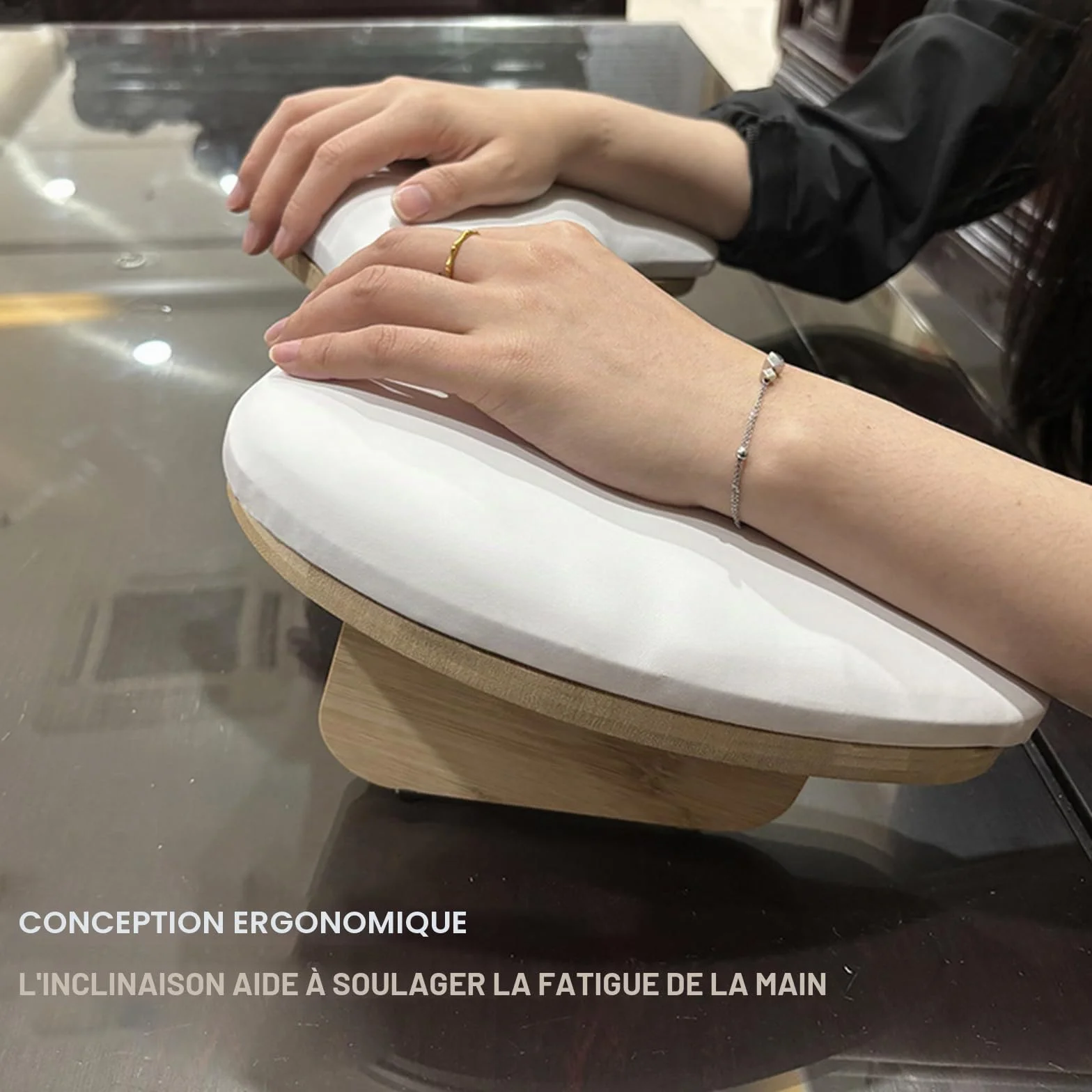 Repose-poignet en forme de U pour studio de manucure - Repose-poignet pour technicien des ongles - Pour table de manucure (blanc)