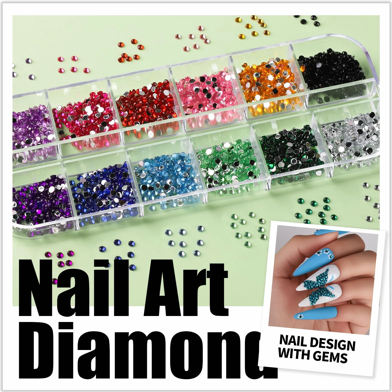 Teenitor Kit de nail art avec paillettes et autocollant à ongles, stylo à ongles pour nail art, outil de pointillage pour ongles en gel, ruban à rayures, pinceaux pour débutants