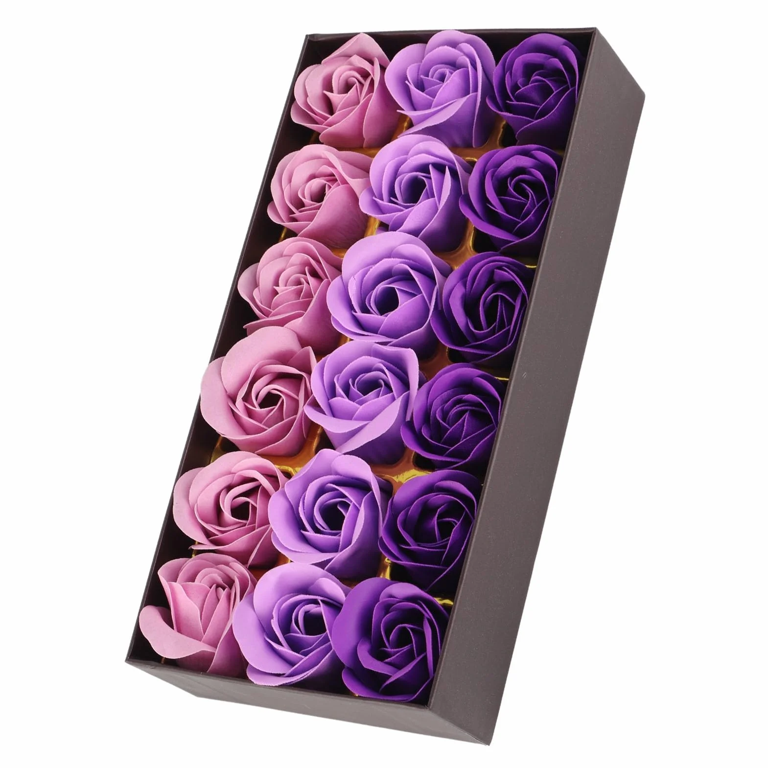 Coffret Cadeau Romantique Savon Rose Dégradé Violet Fait à la Main 18 Fleurs de Jouet