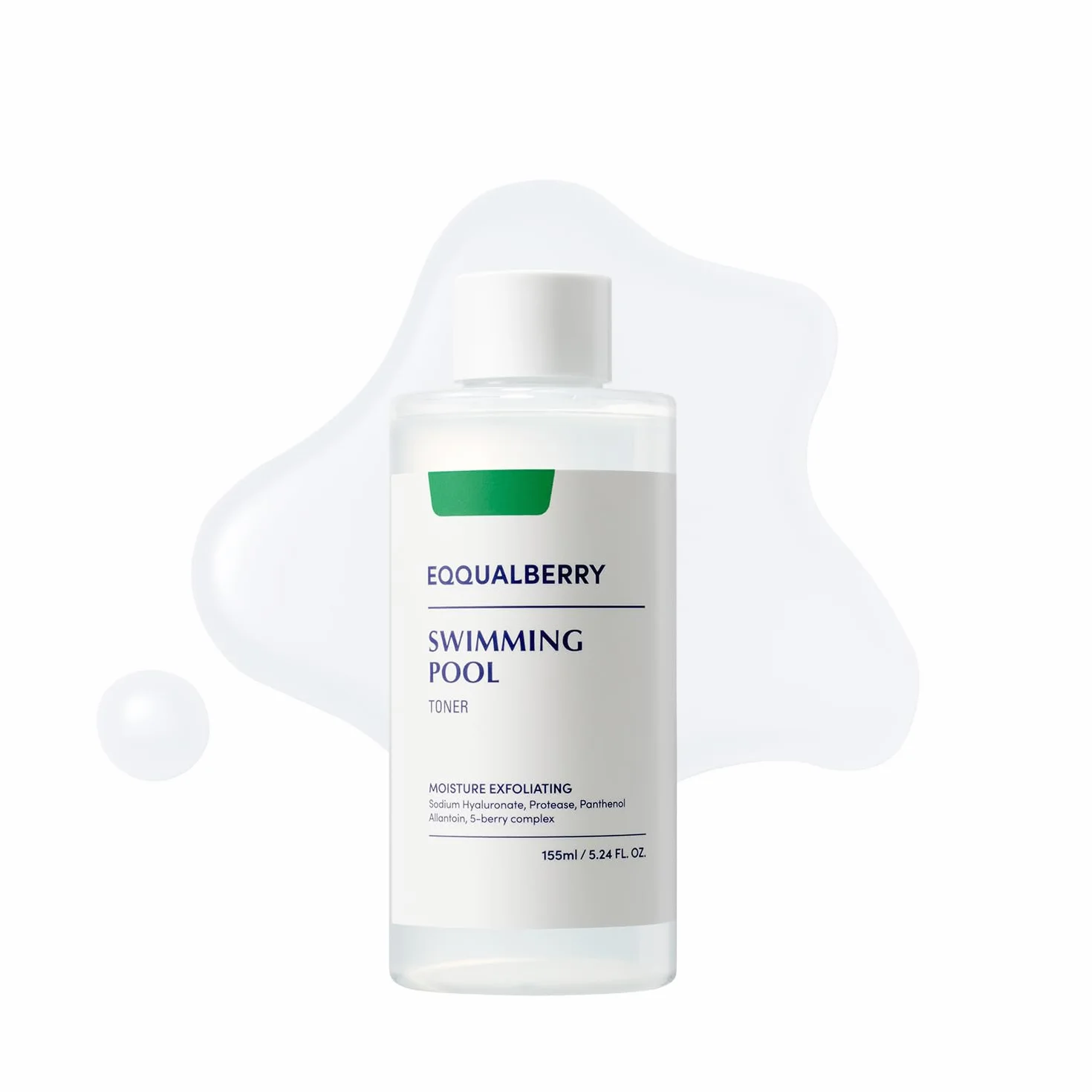 EQQUALBERRY Swimming Pool Toner 155ml – Lotion Tonique Visage Hydratante aux Enzymes Naturelles et Acide Hyaluronique – Exfoliation Douce pour Peau Lisse et Confortable