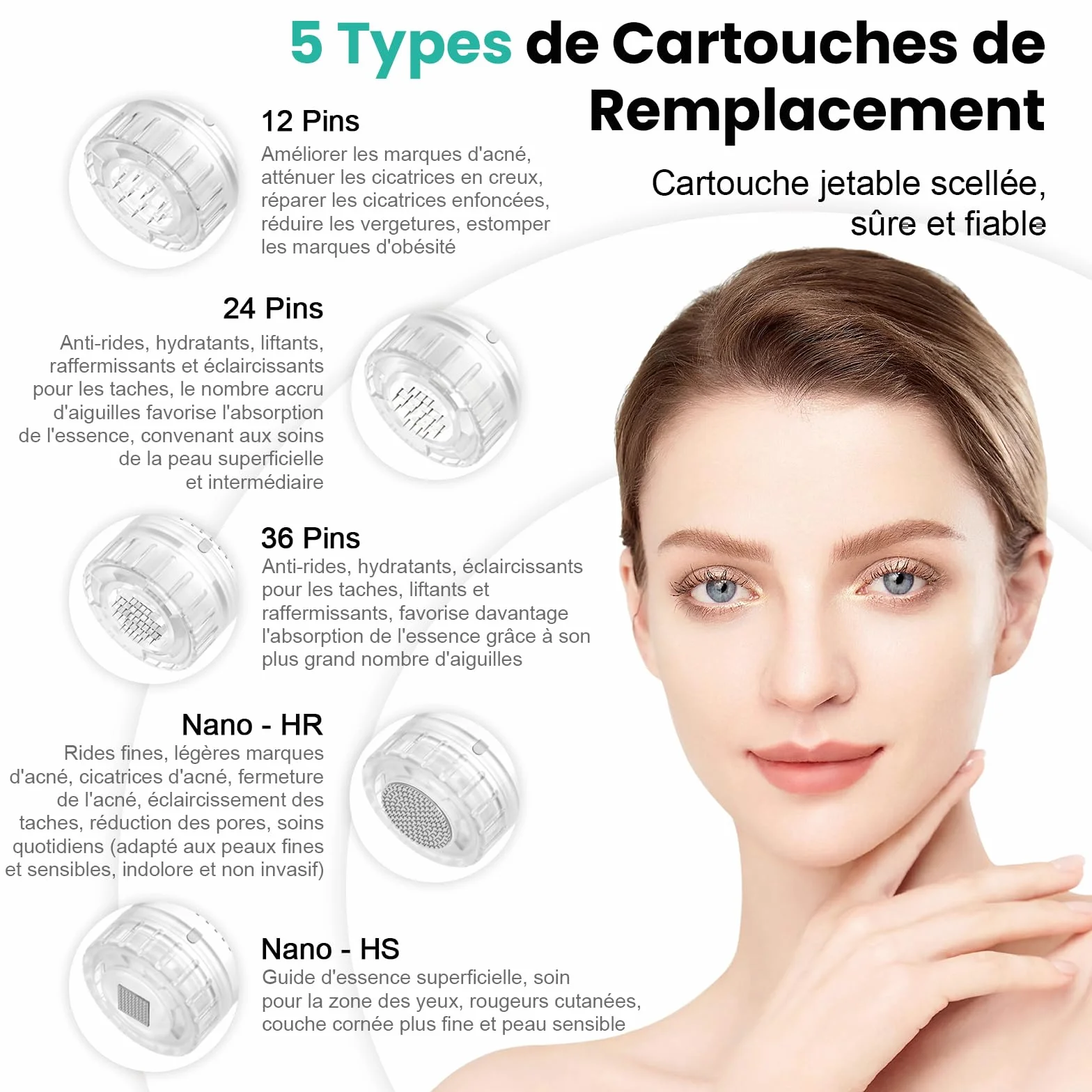10 Pièces Hydra. Pen H3 Cartouches Nano-HS - 100% Original Hydra. Pen H3 Aiguilles Nano-HS - Pour l'Administration d'Essence, les Soins des Yeux, les Rougeurs Cutanées et les Peaux Sensibles