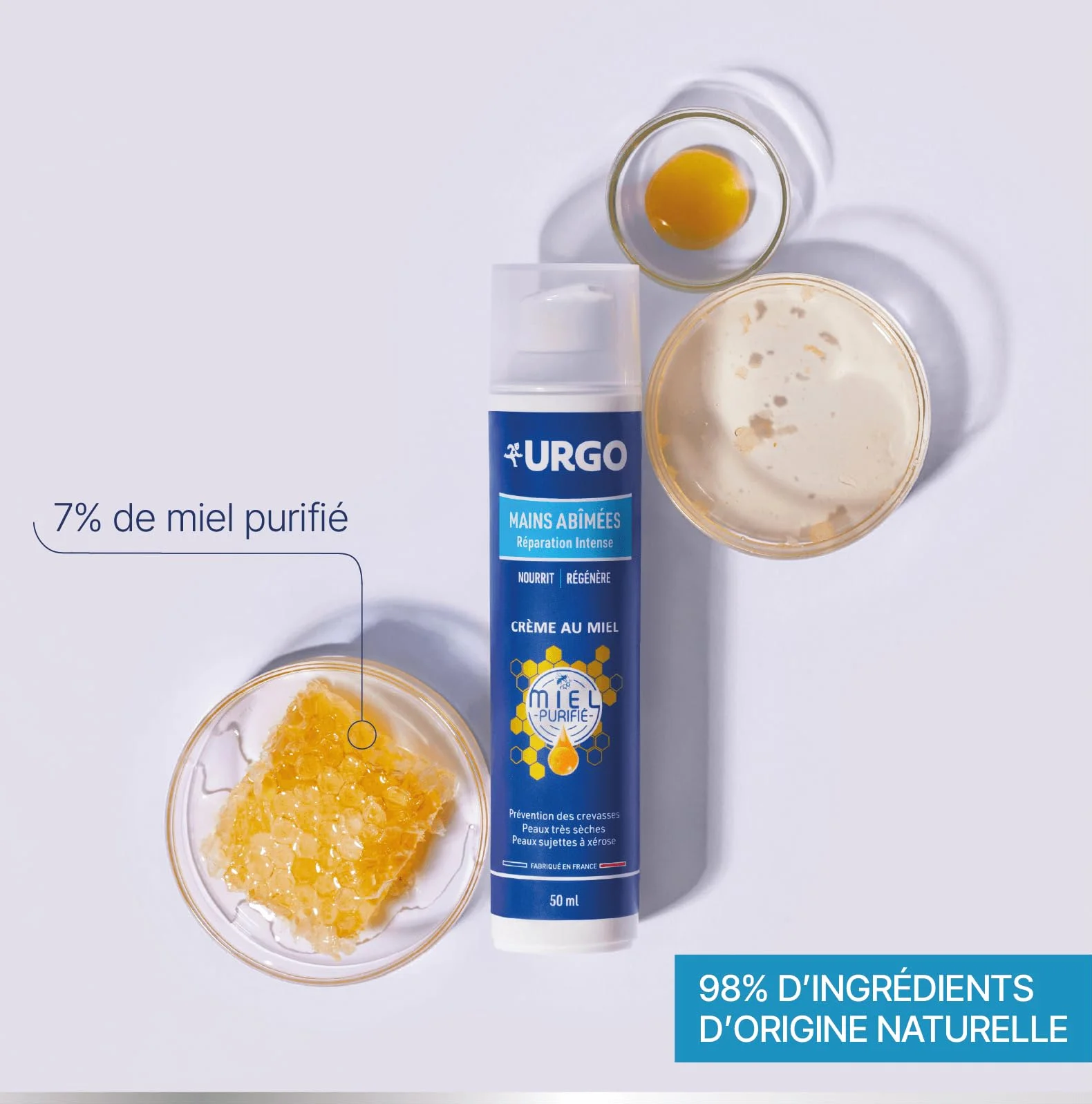 Urgo Pack duo Santé et Soin des Mains Filmogel mains crevassées 3,25 ml Crème miel mains abimées 50 ml