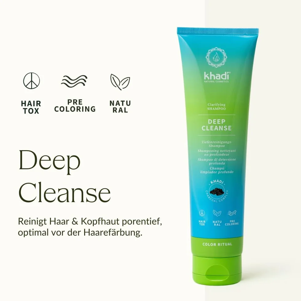 Kit complet khadi ColorCycle COLOR PREP Coloration végétale + DEEP CLEANSE Shampooing clarifiant + FINISH Après-shampooing après coloration + CARE Huile capillaire Ayurvédique