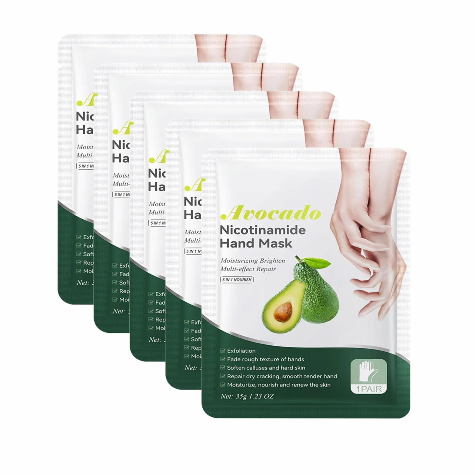 Main Gants Hydratants Masque Nourrissant Exfoliant Régénérant Mains Sèches Vieillissantes Gercées Avocat 5 Paires