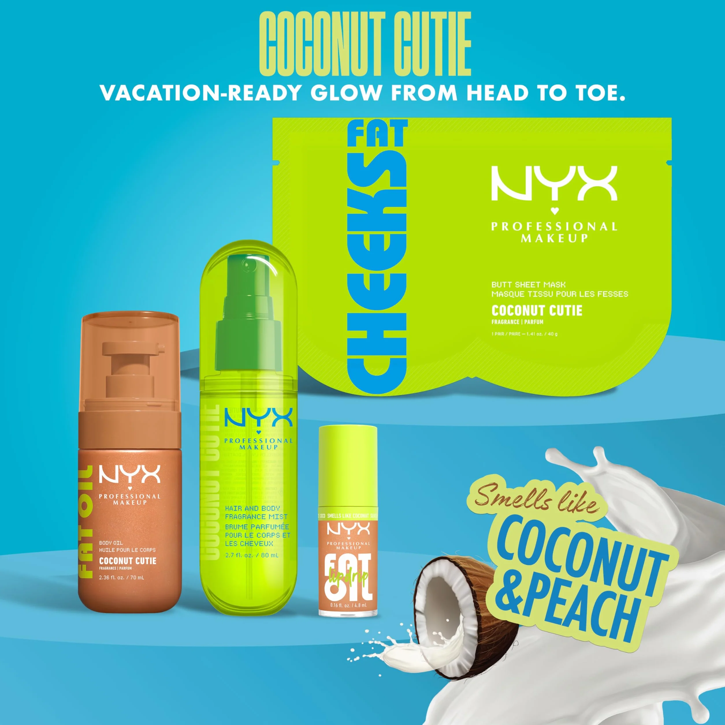 NYX Professional Makeup Fat Oil Body Huile Corps Glowy Hydratante 24H Fini Nacré Champagne 70ml